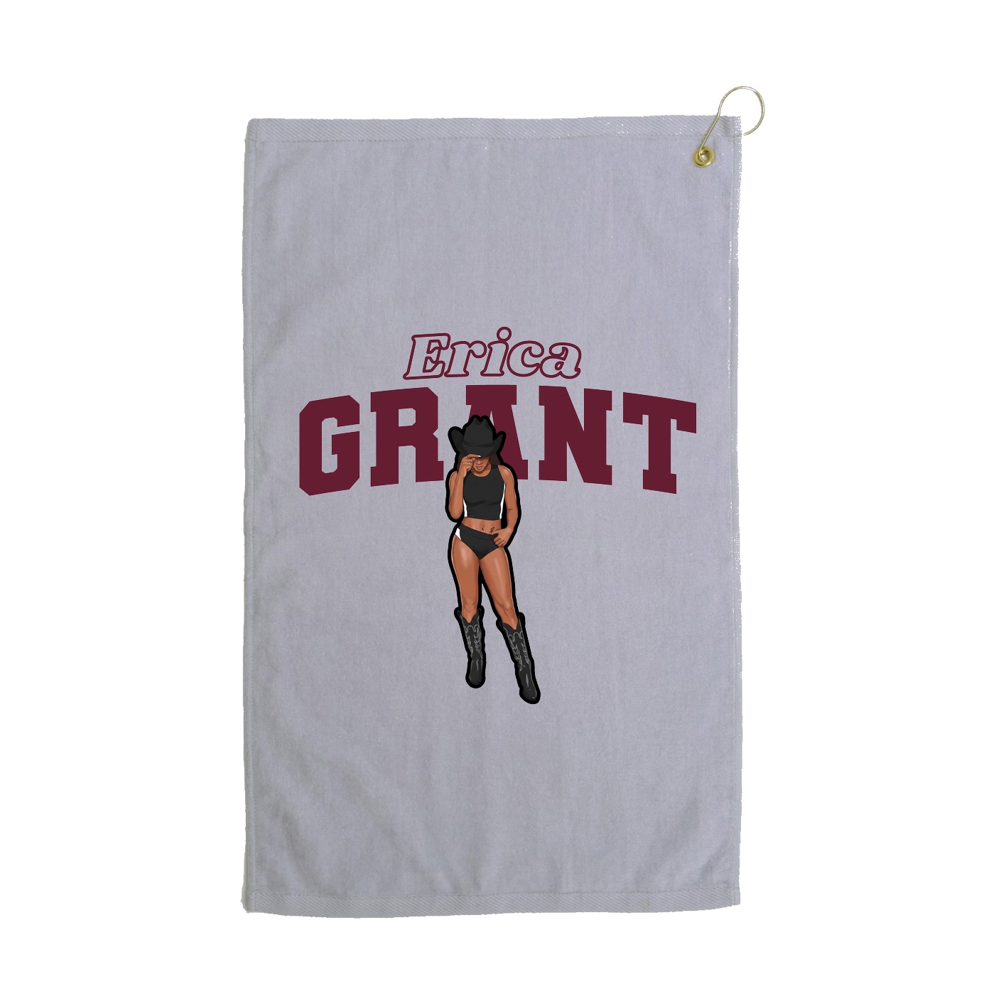 Golf Towel — Name Arch in Grey
