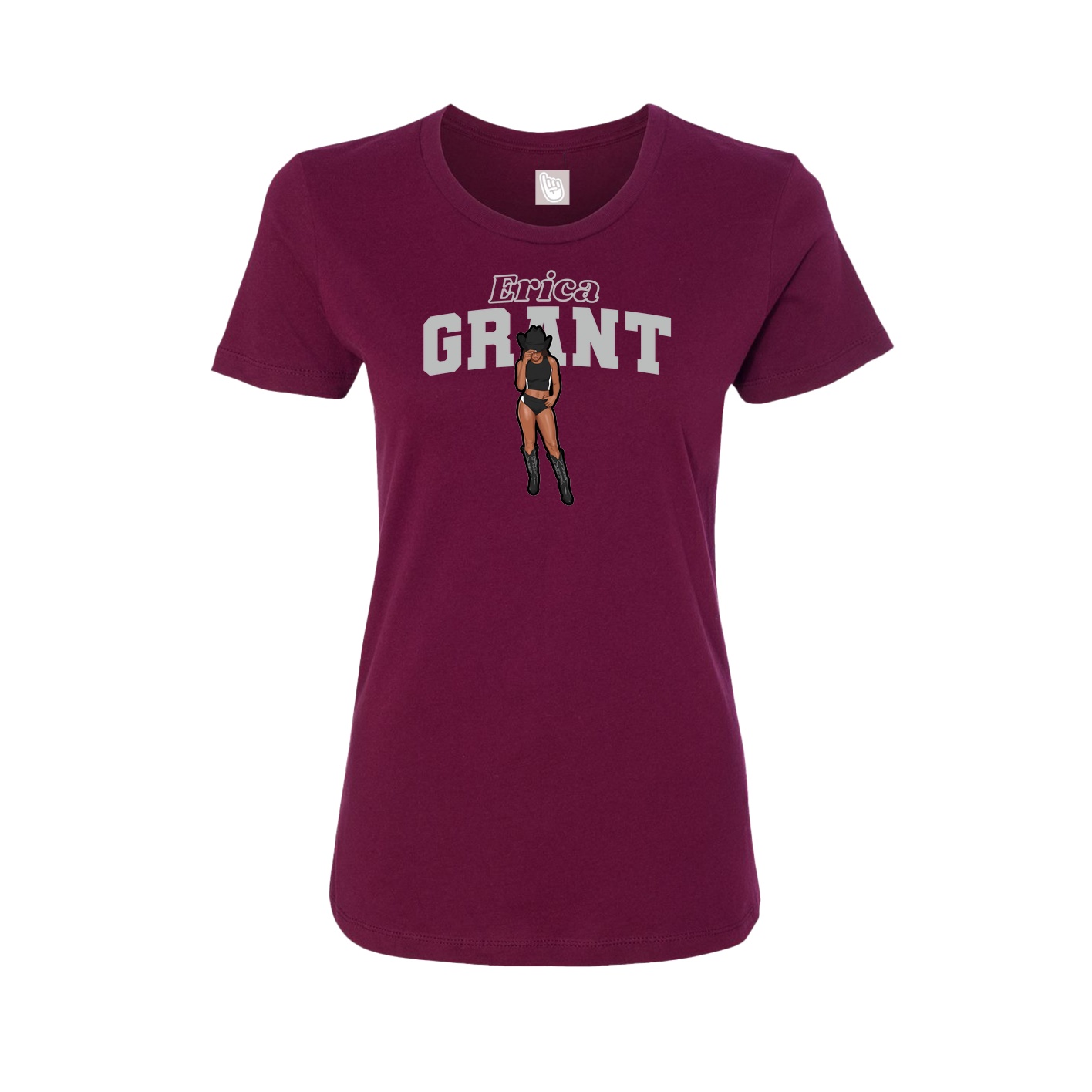 Womens Tee — Name Arch in Maroon