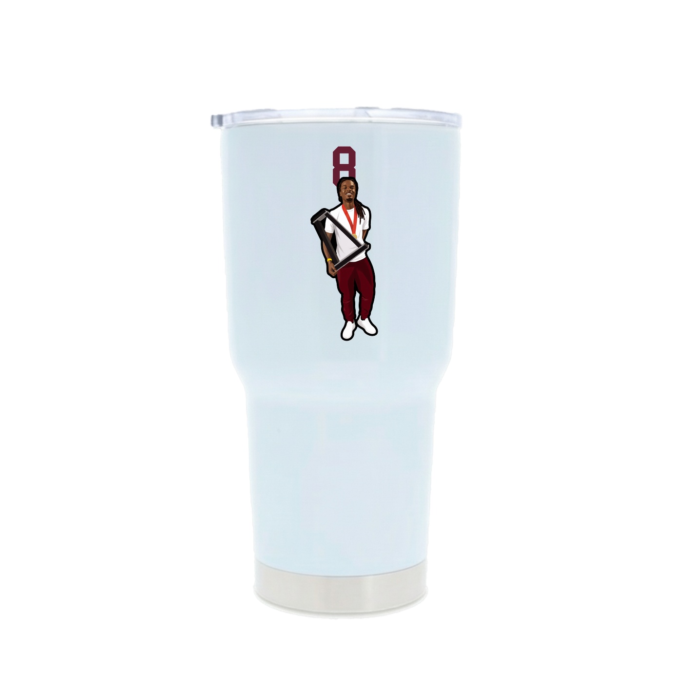 30oz Stainless Steel Tumbler — Number Top in White