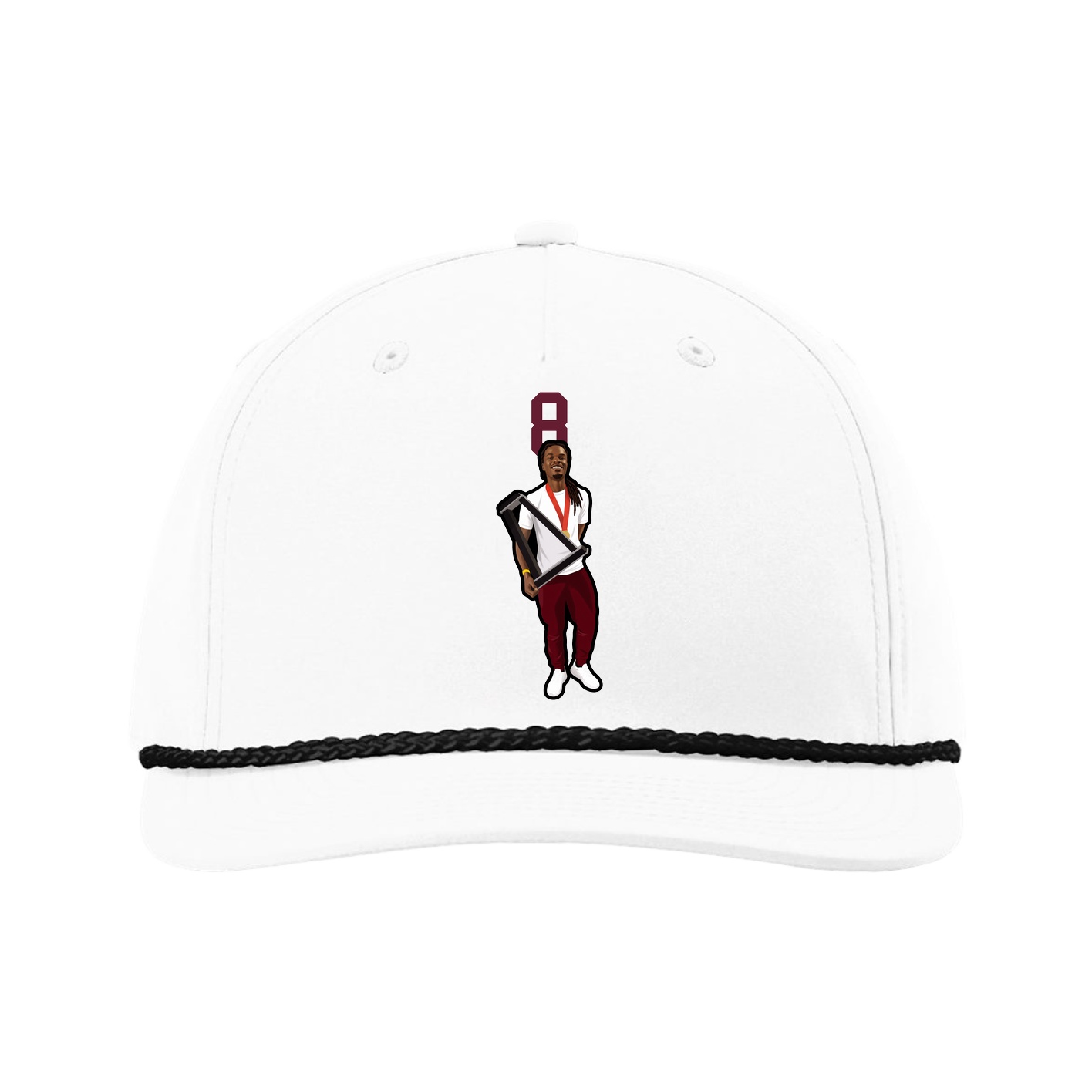 Five-Panel Classic Rope Cap — Number Top in White