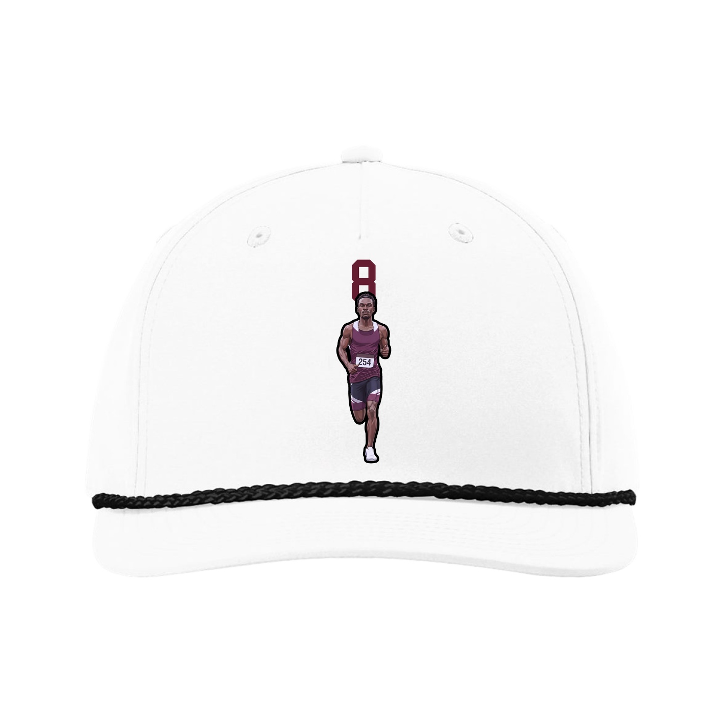 Five-Panel Classic Rope Cap — Number Top in White