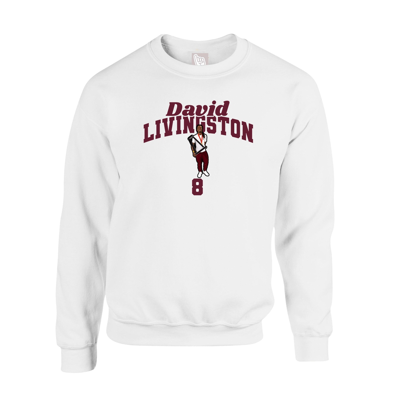 Fleece Crew — Signature Arch in White