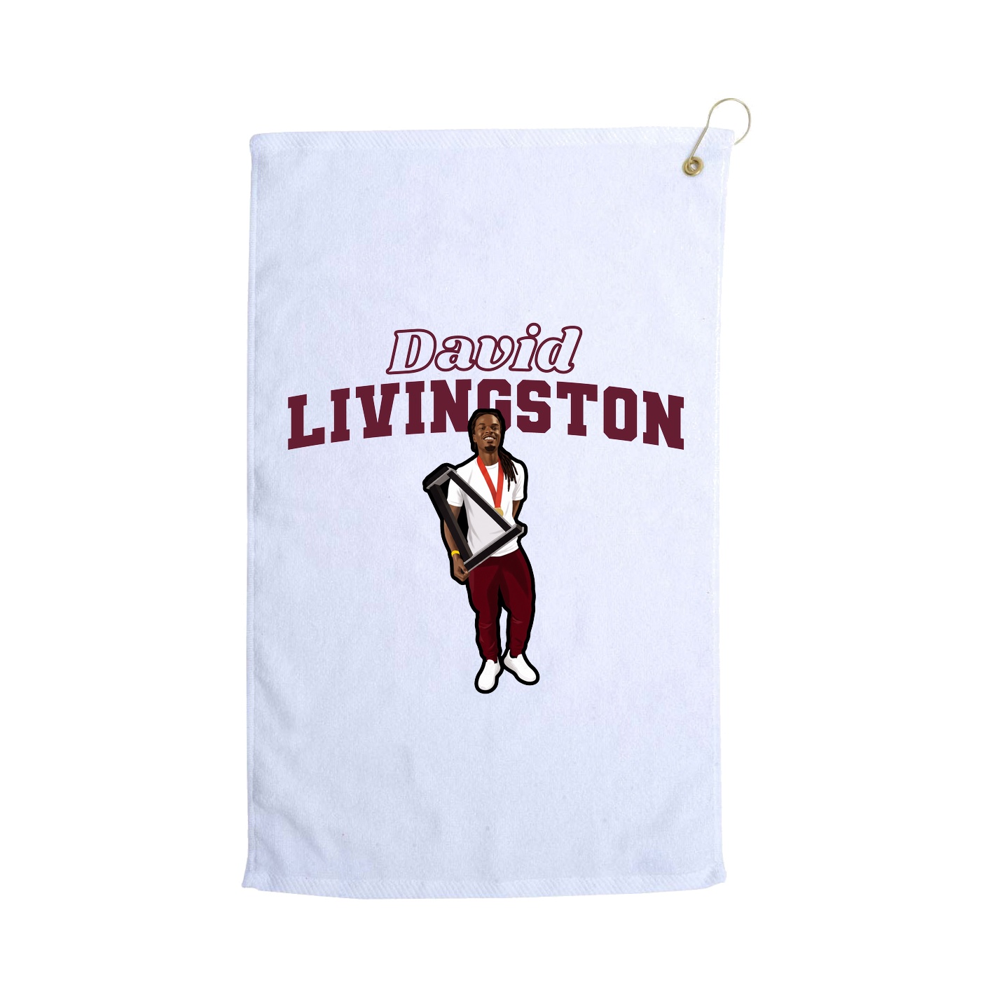 Golf Towel — Name Arch in White
