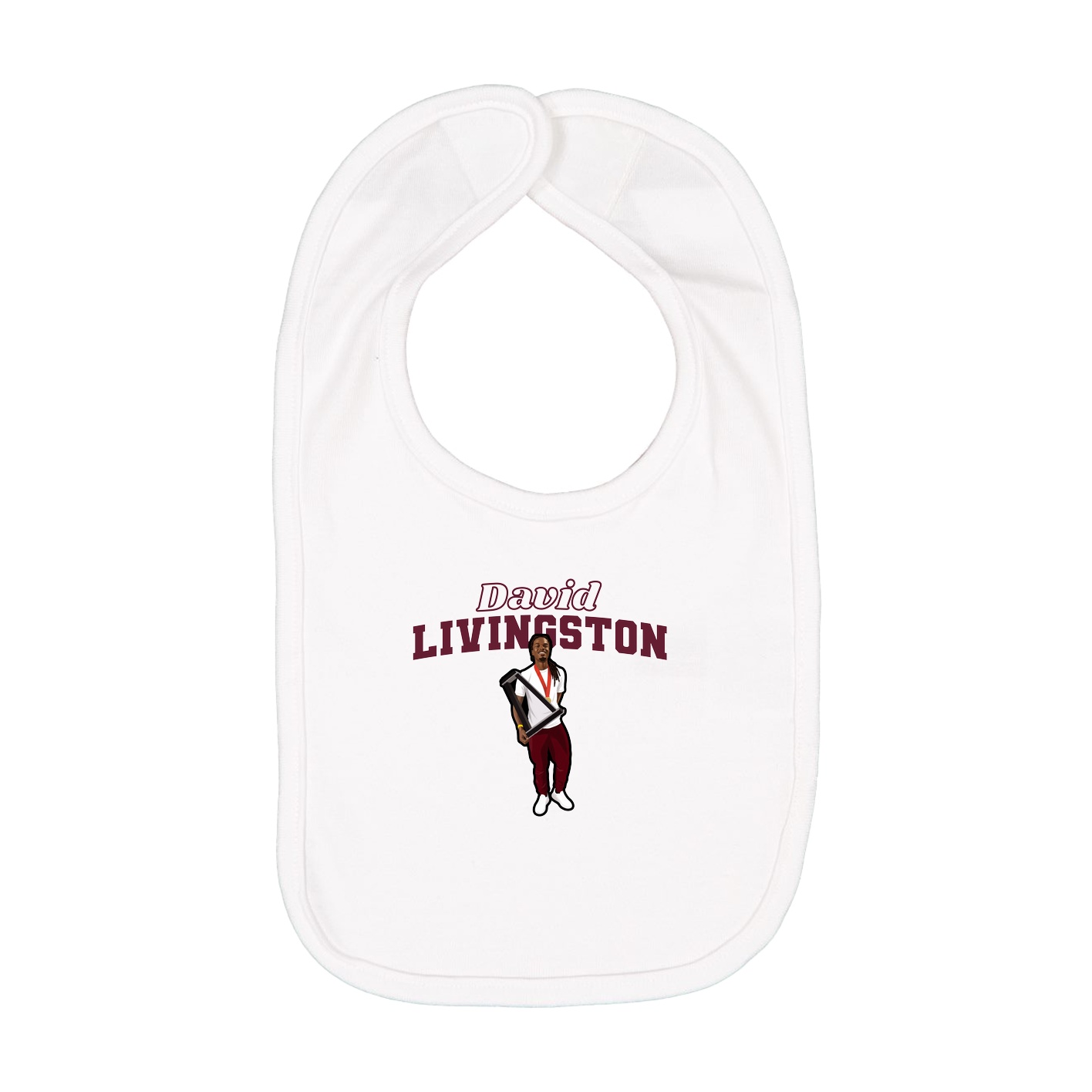 Infant Bib — Name Arch in White