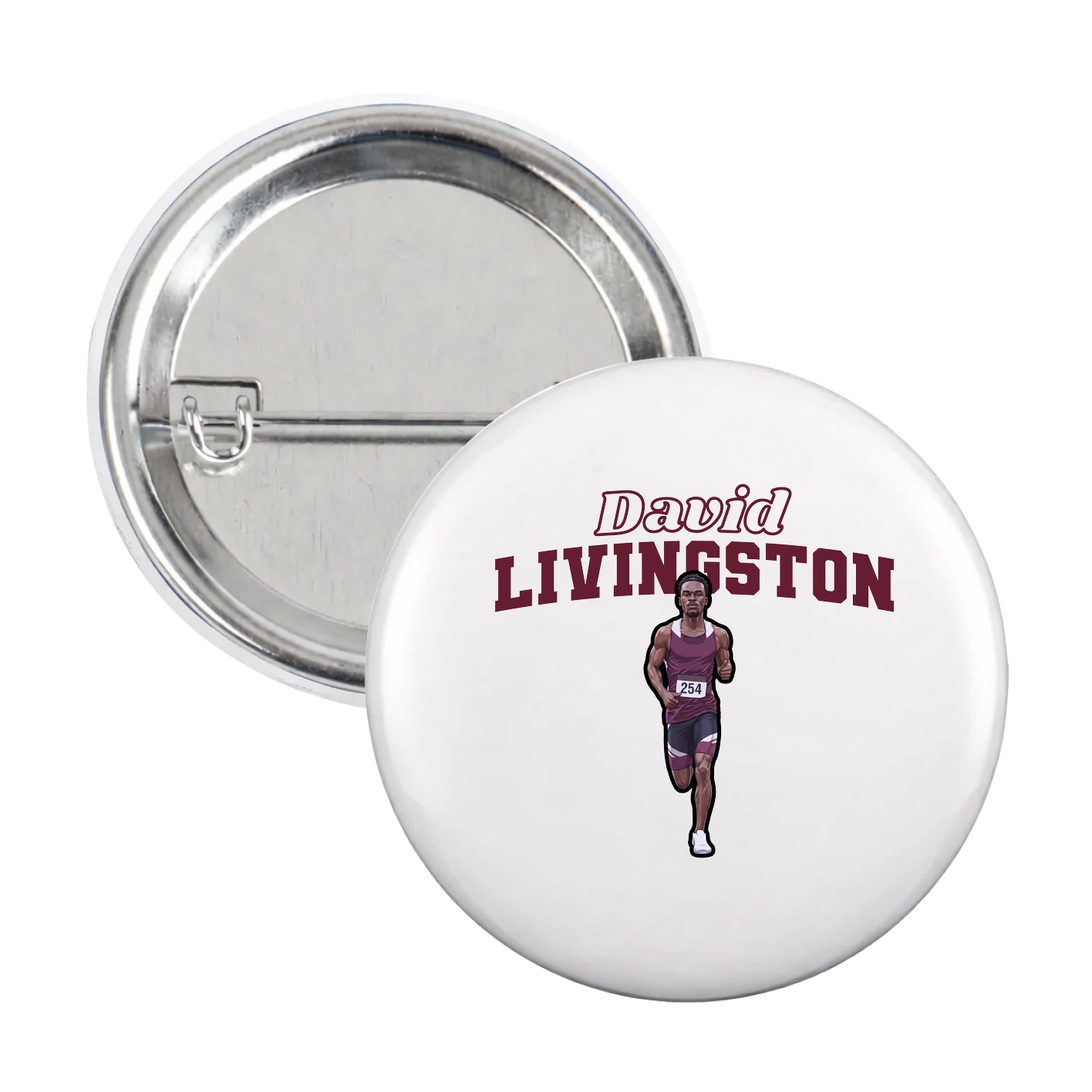 Game Day Button — Name Arch in White