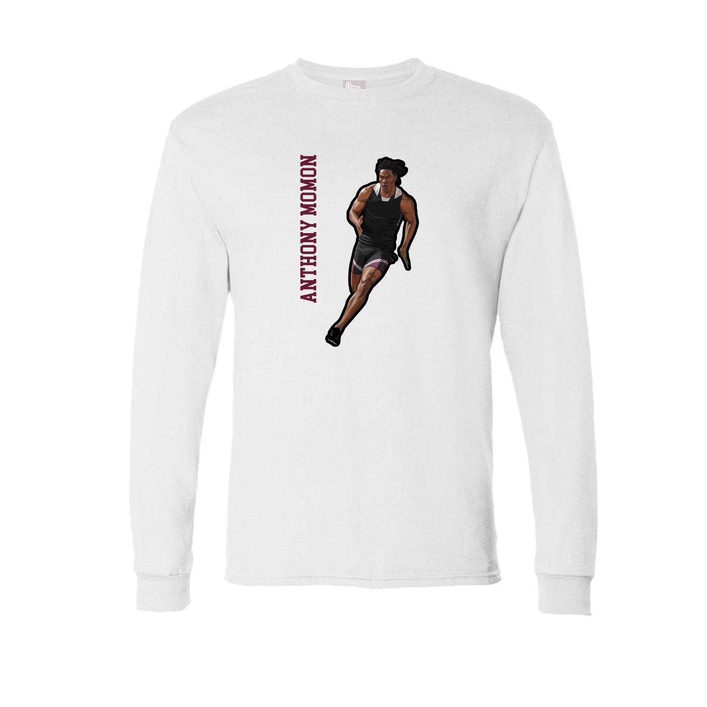 Long Sleeve Tee — Name Vertical in White
