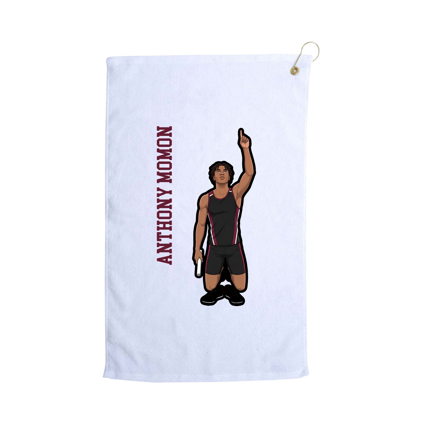 Golf Towel — Name Vertical in White