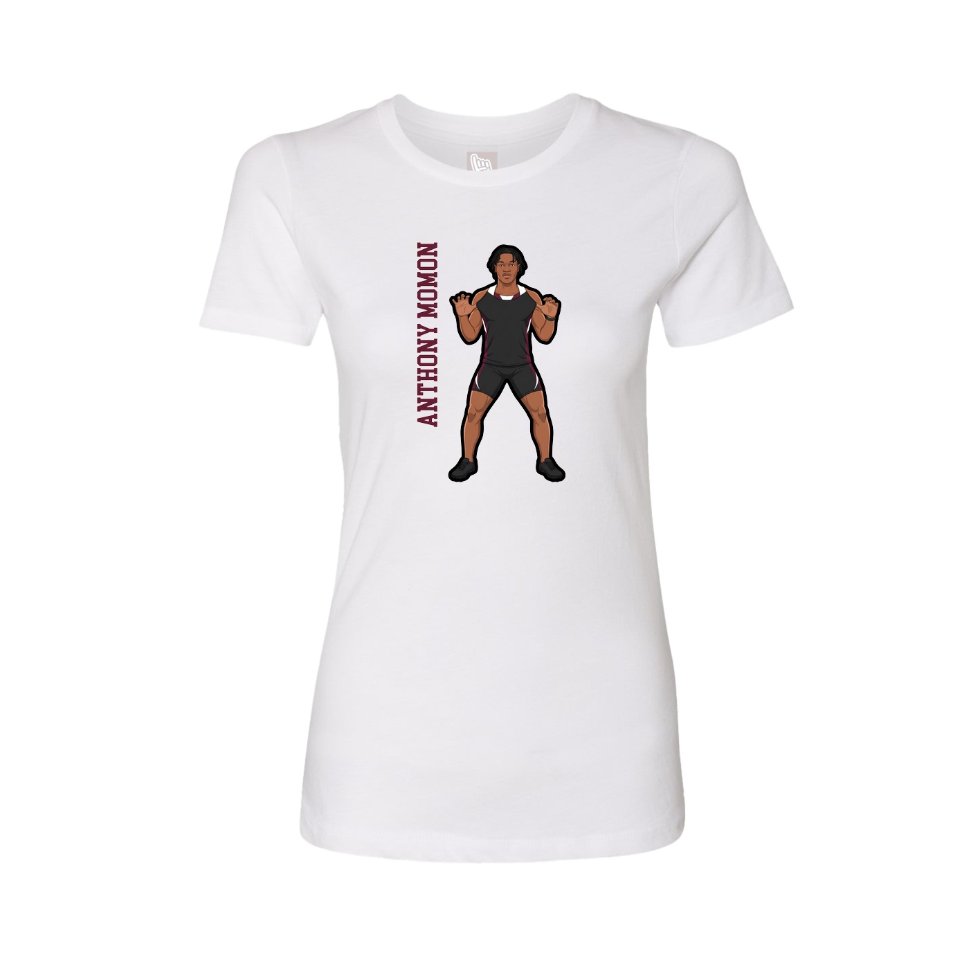 Fitted Women's Tee — Name Vertical in White