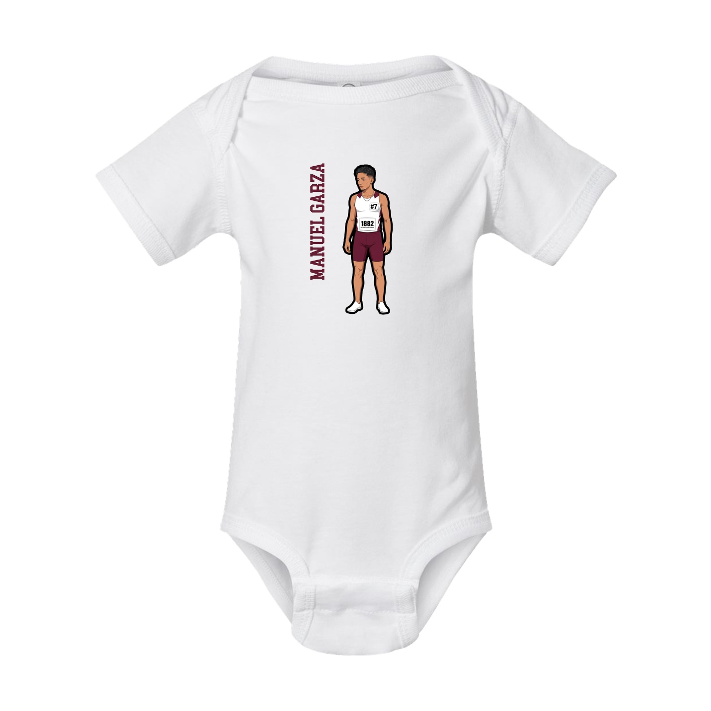 Baby Onesie — Name Vertical in White
