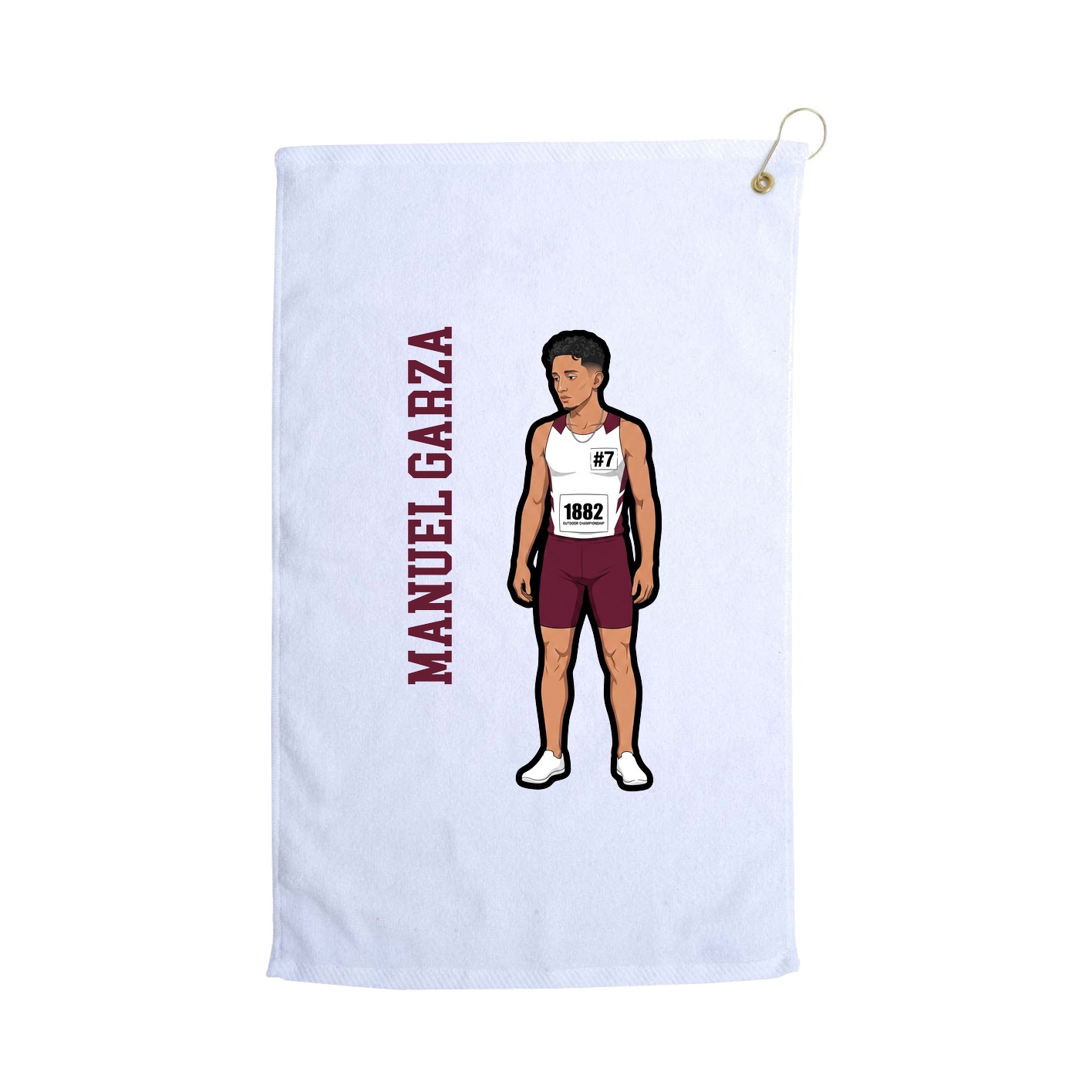 Golf Towel — Name Vertical in White