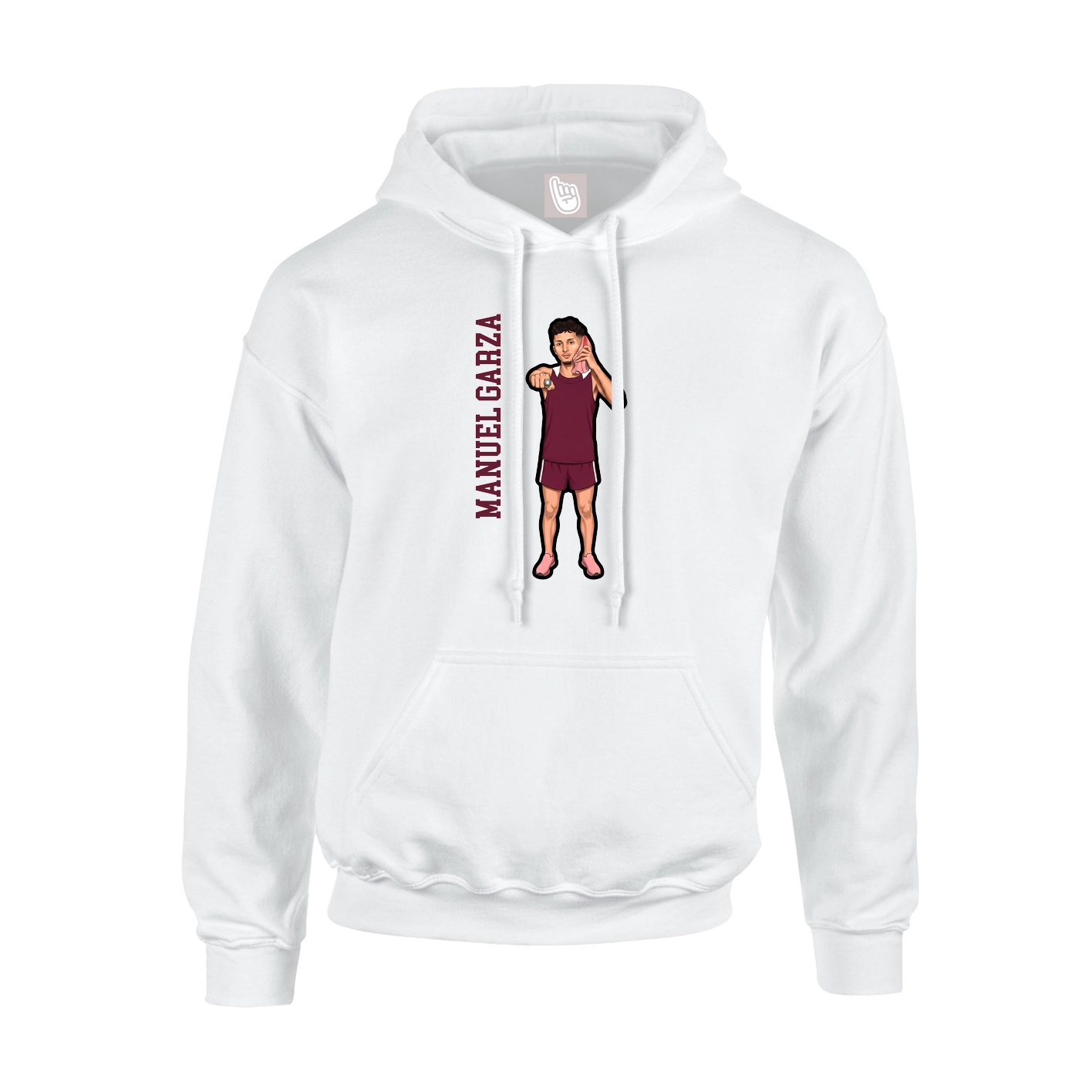 Youth Hoodie — Name Vertical in White