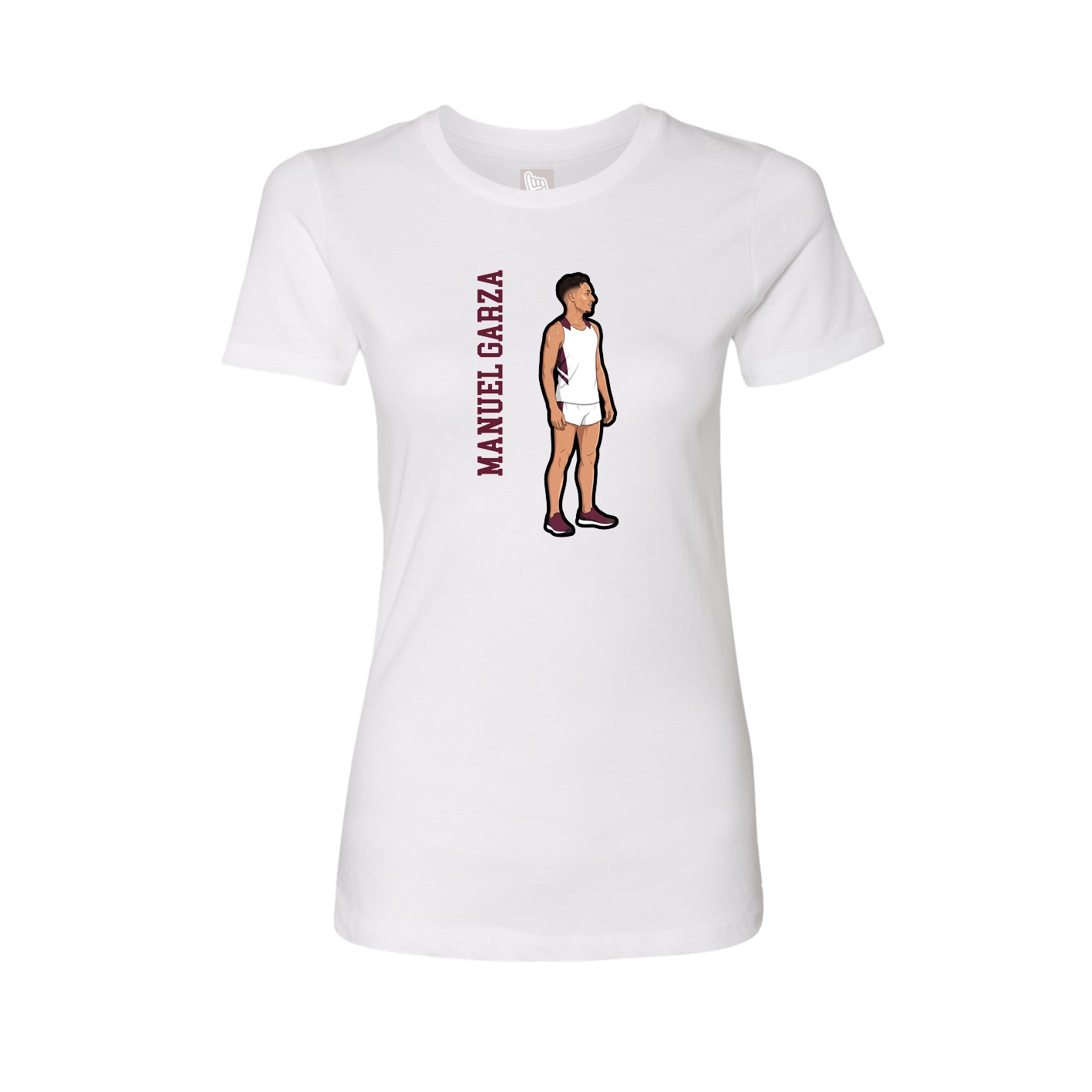 Womens Tee — Name Vertical in White