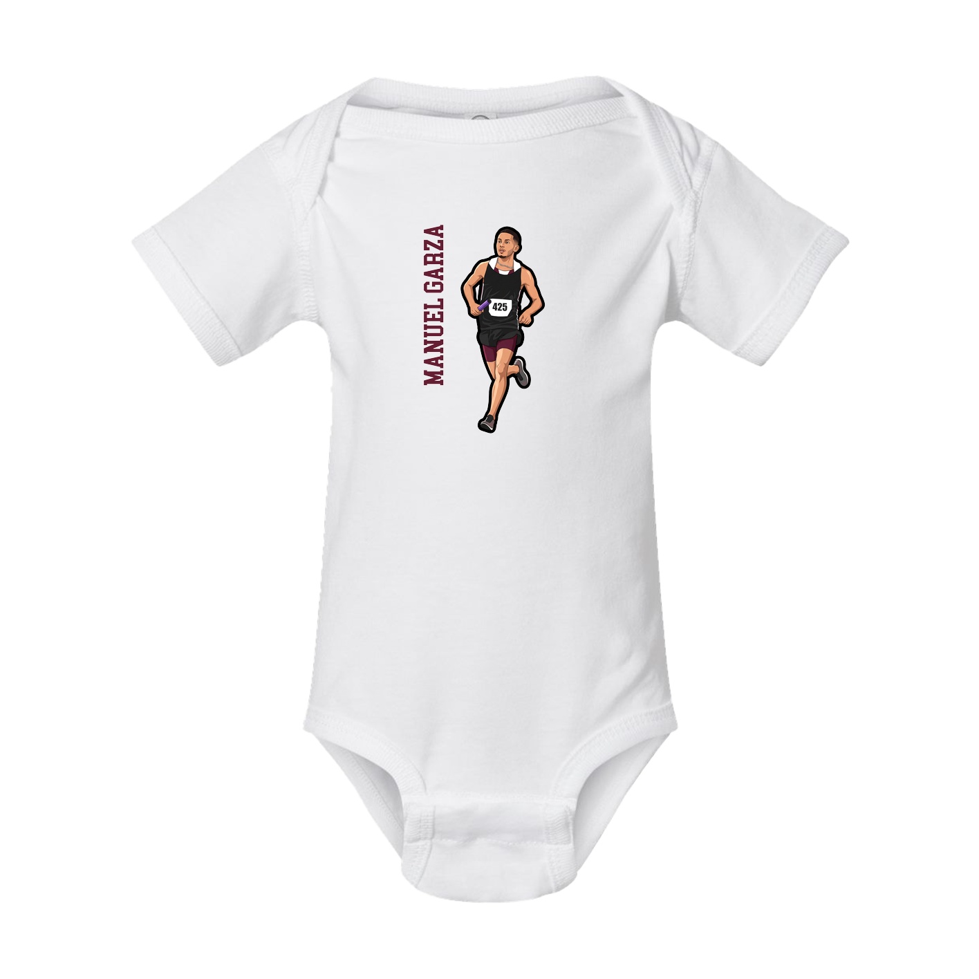 Baby Onesie — Name Vertical in White