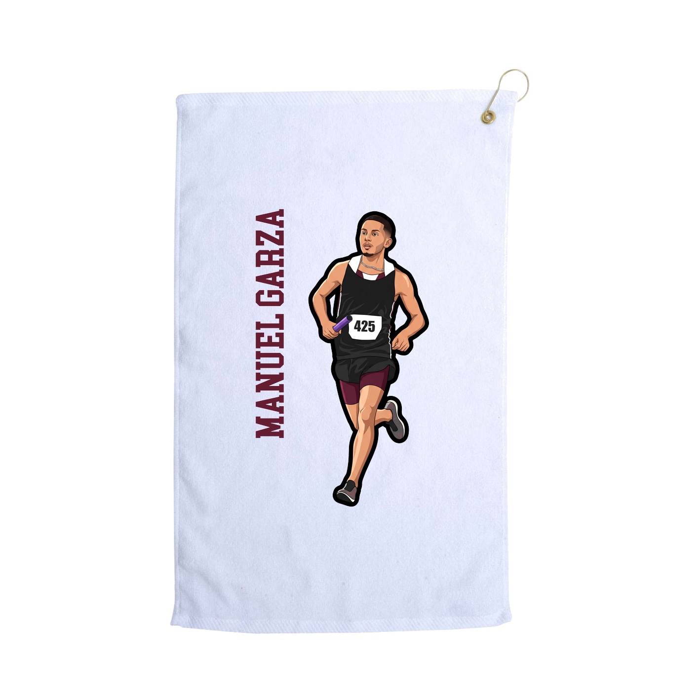 Golf Towel — Name Vertical in White