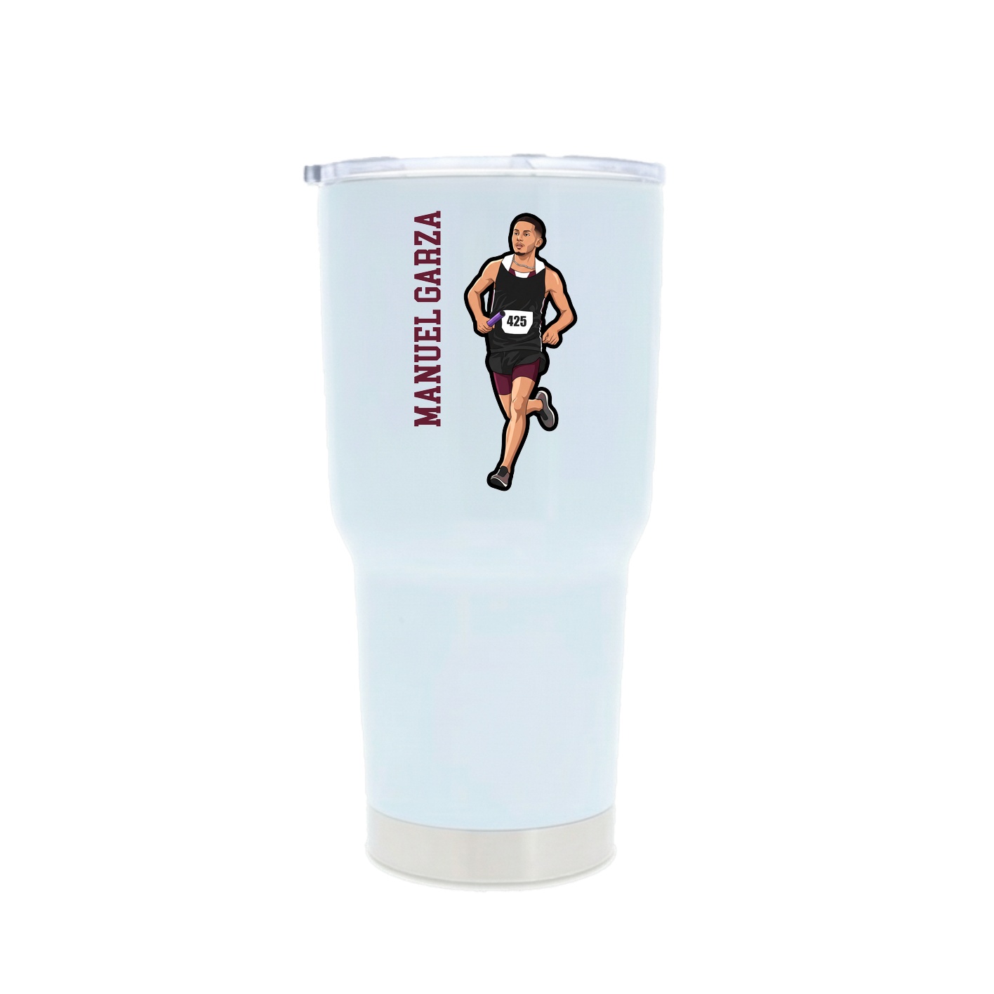 30oz Stainless Steel Tumbler — Name Vertical in White