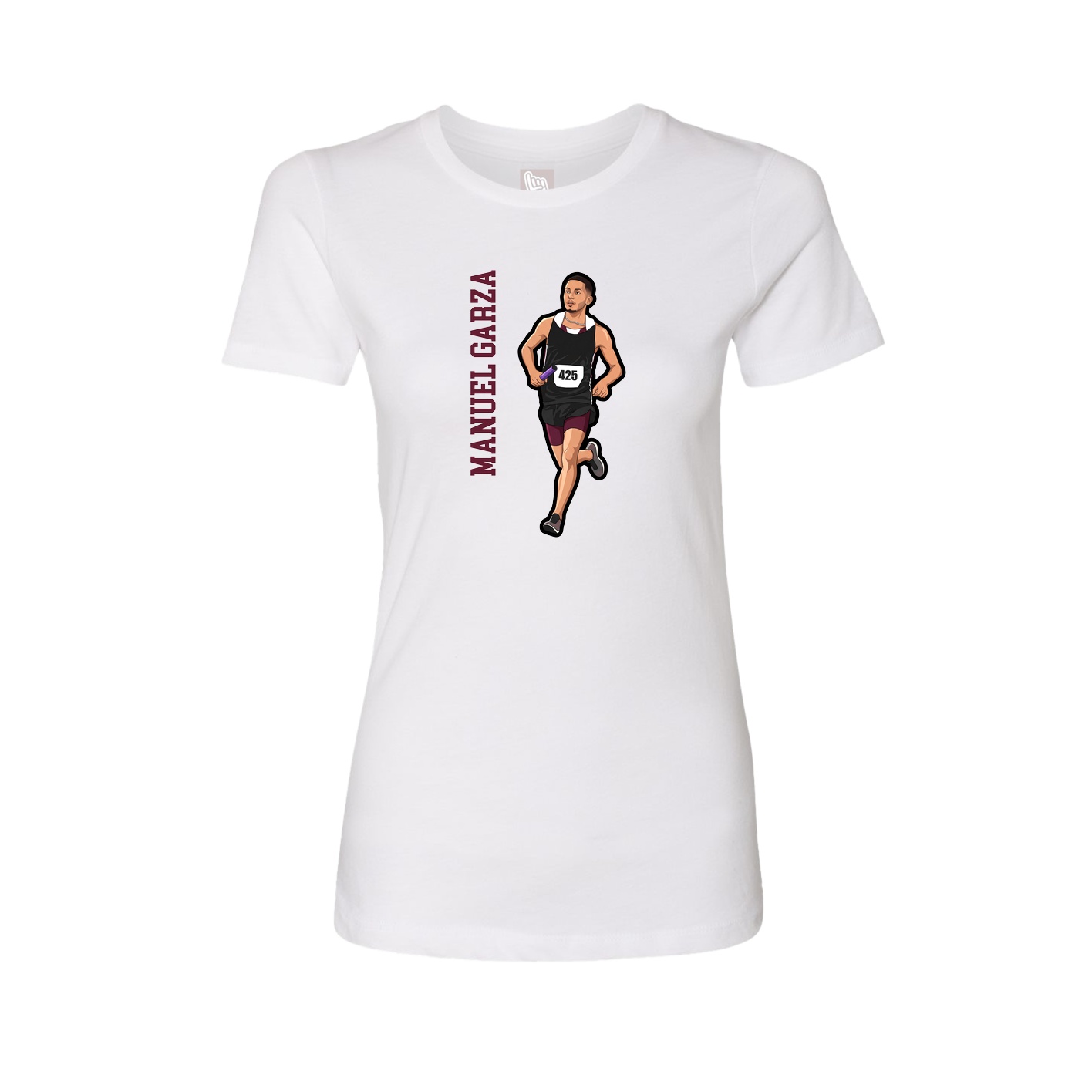 Womens Tee — Name Vertical in White