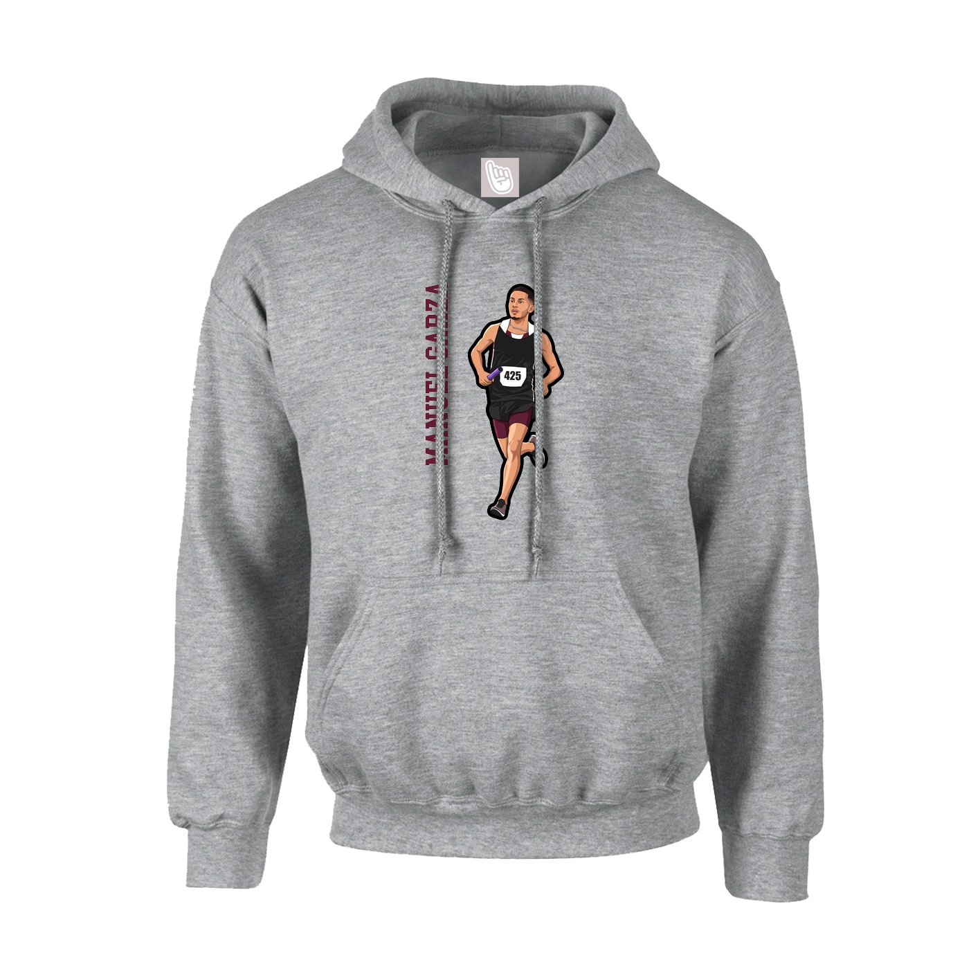 Hoodie — Name Vertical in Grey