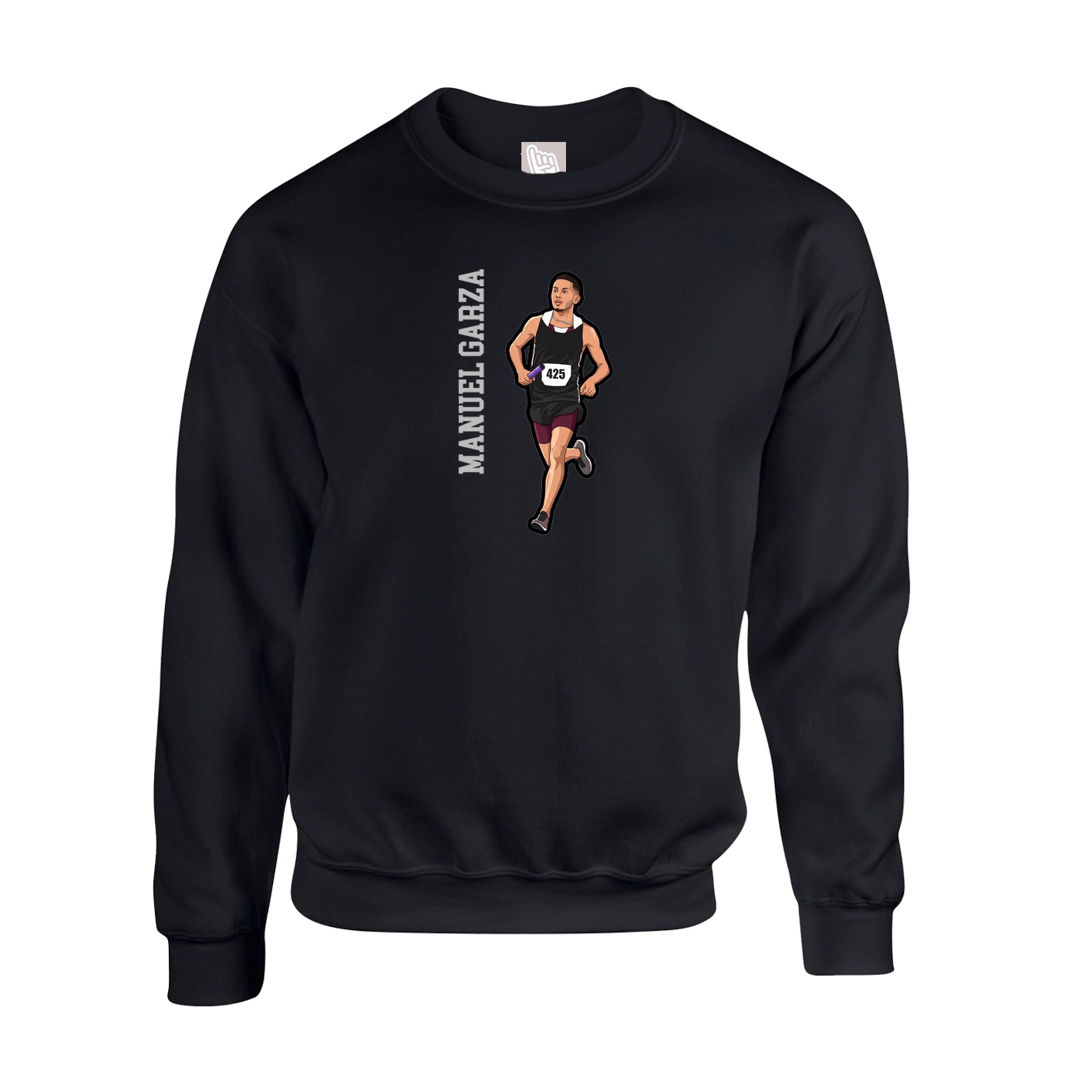 Fleece Crew — Name Vertical in Black