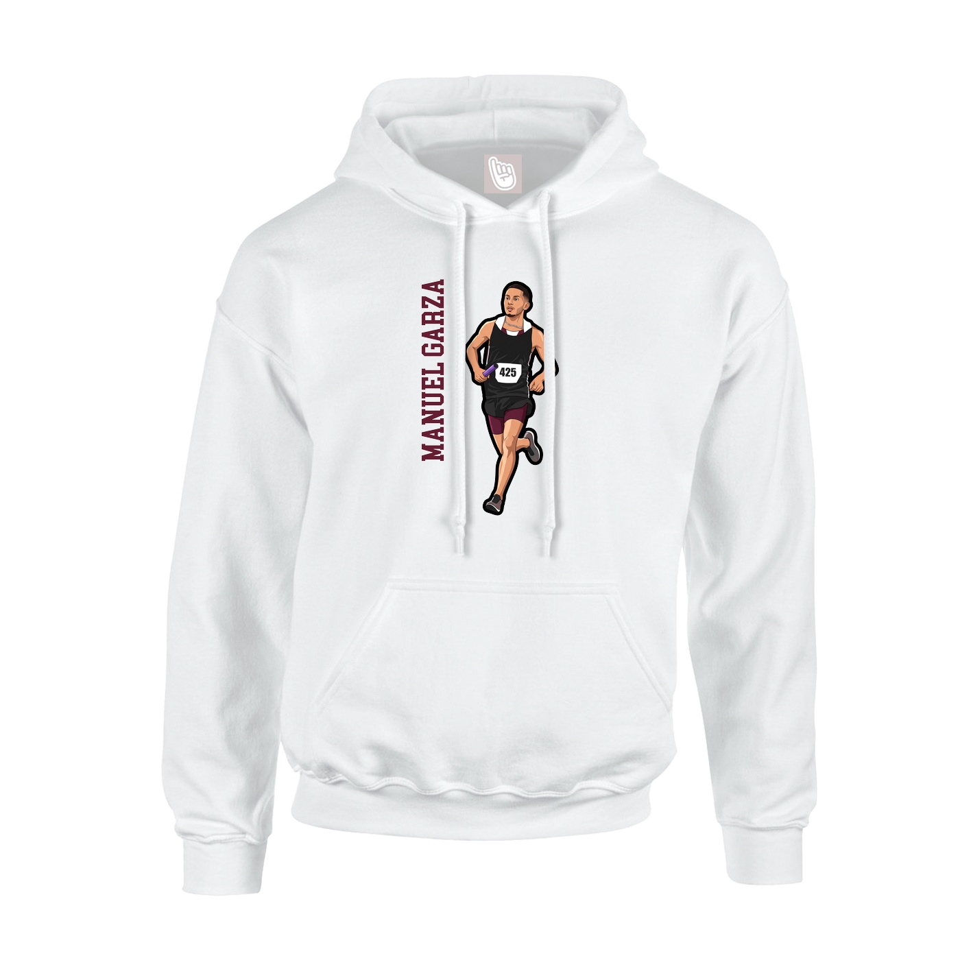 Youth Hoodie — Name Vertical in White