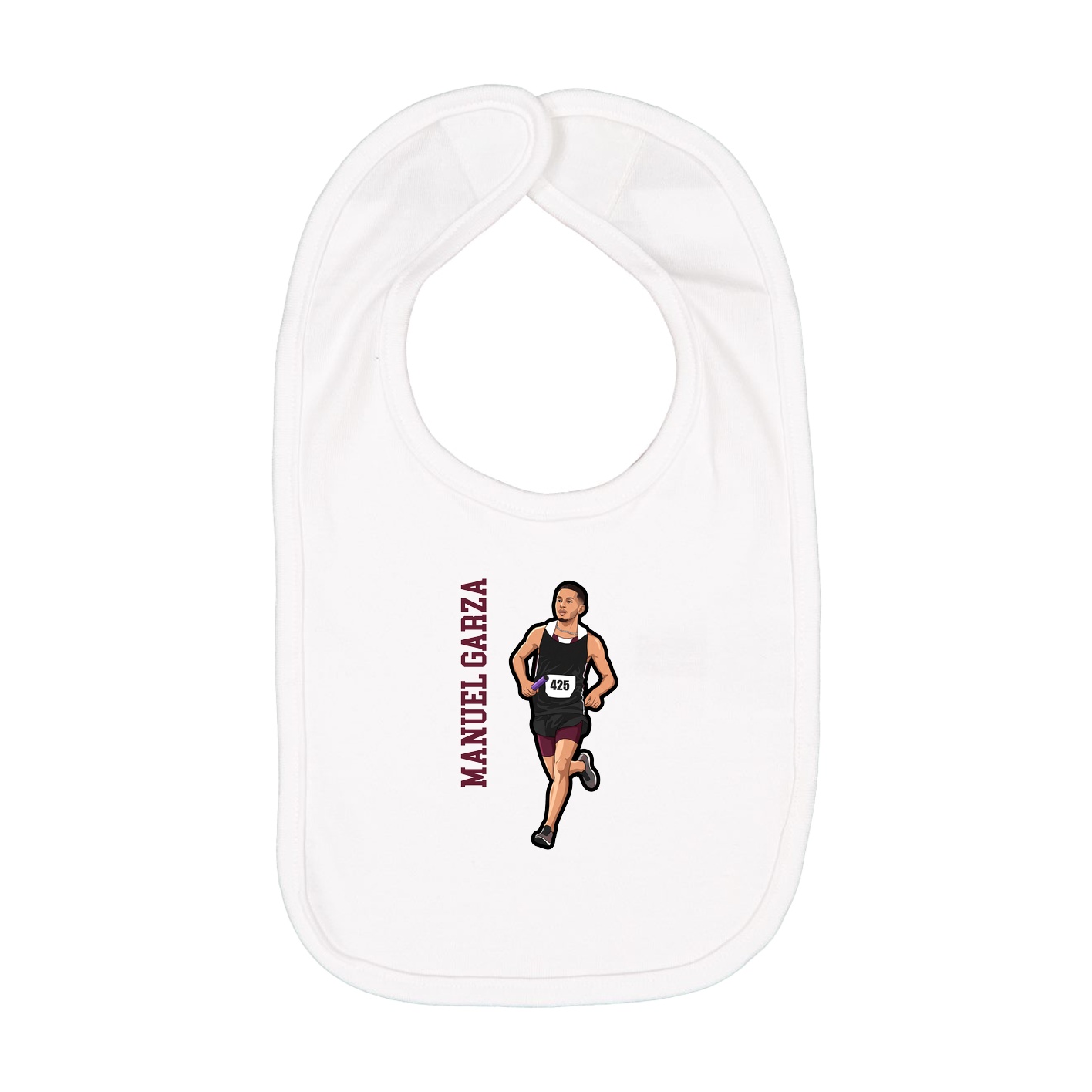 Infant Bib — Name Vertical in White