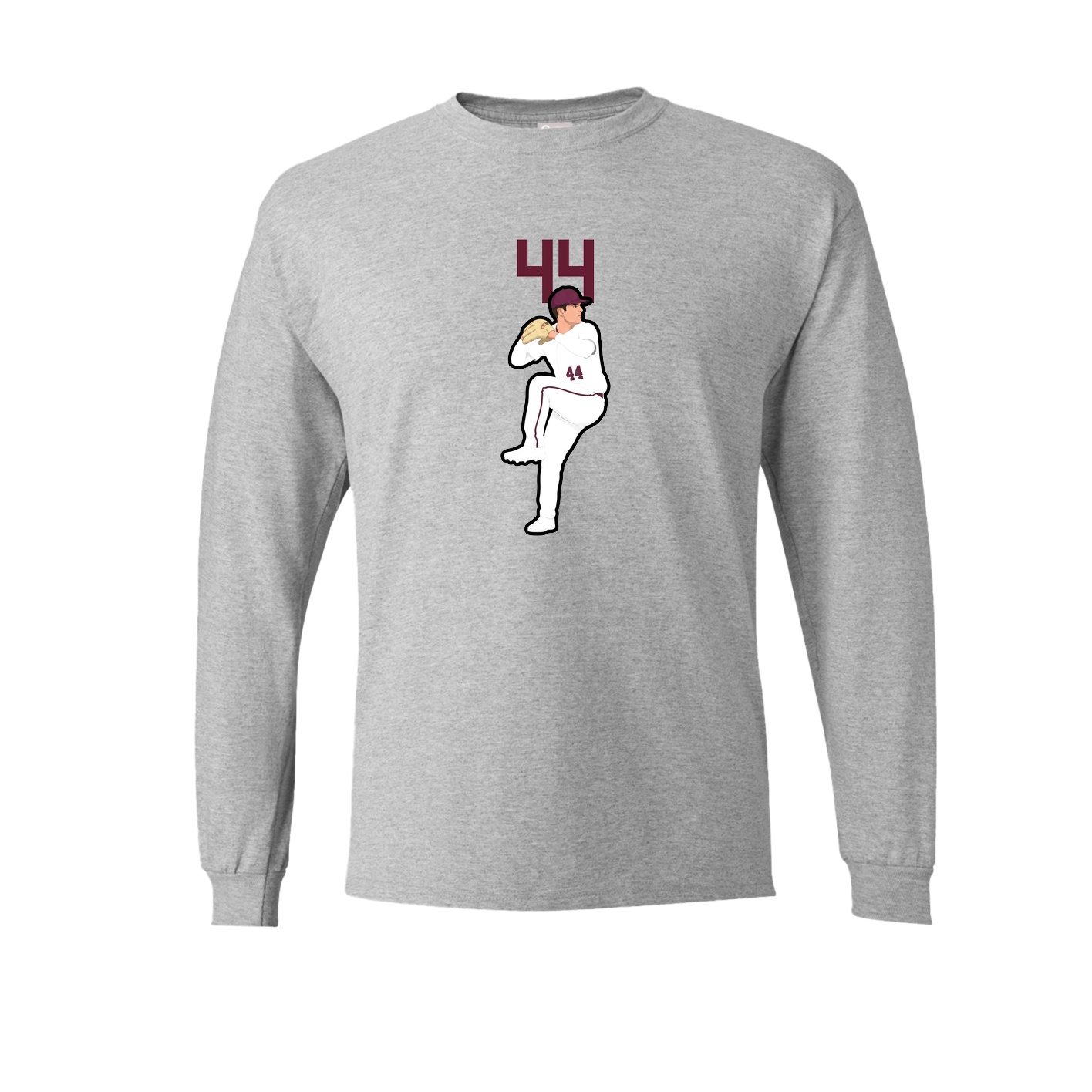 Long Sleeve Tee — Number Top in Grey