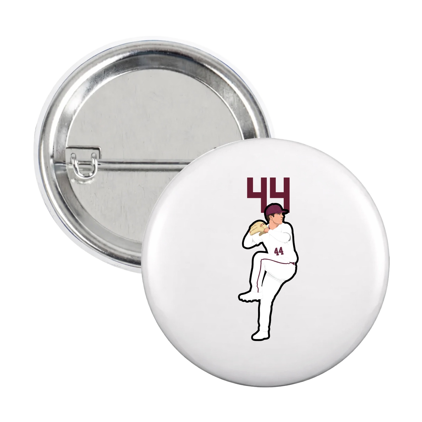 Game Day Button — Number Top in White