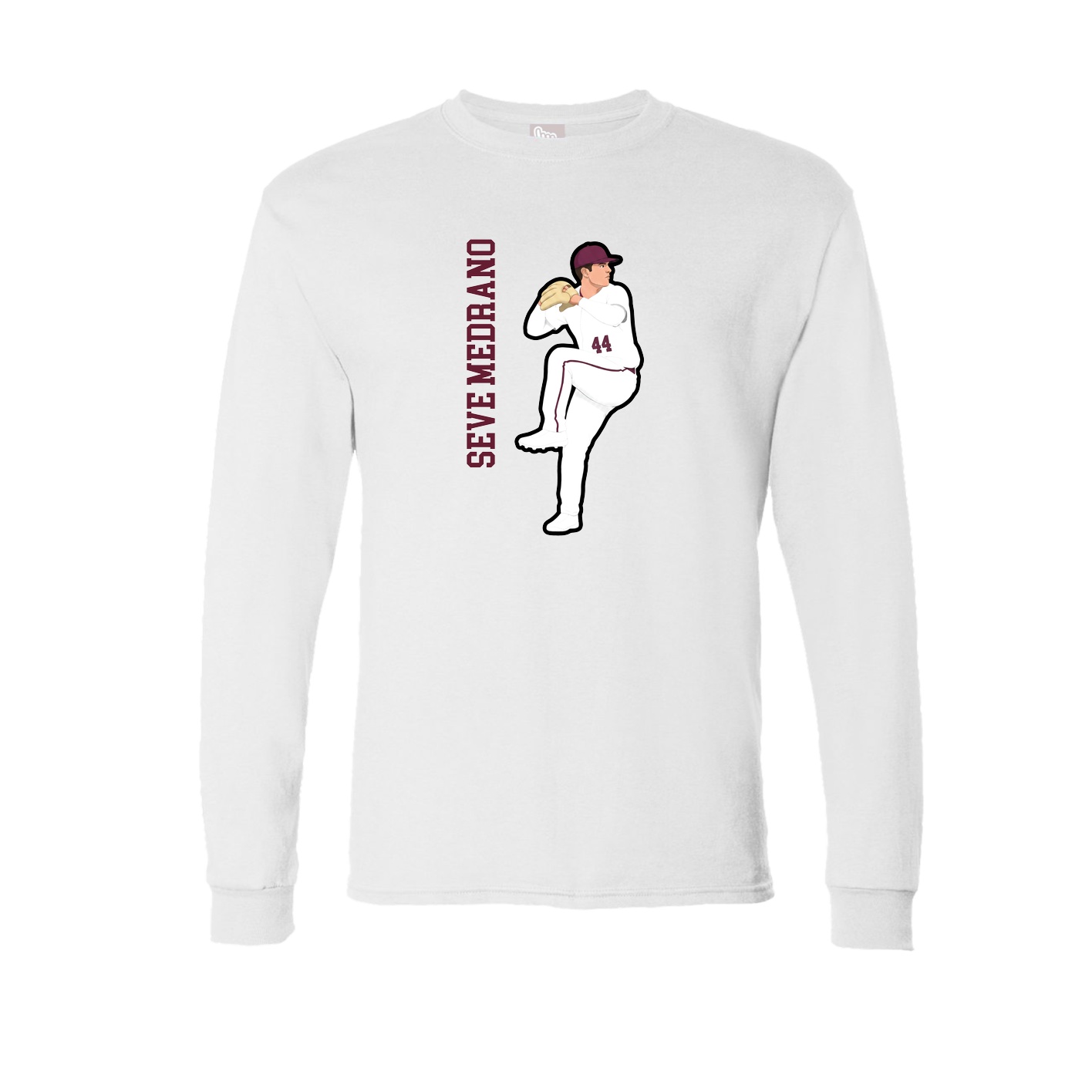 Long Sleeve Tee — Name Vertical in White