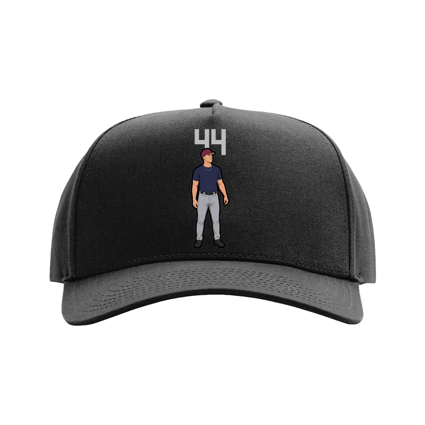 Full Fabric Five-Panel Champ Cap — Number Top in Black