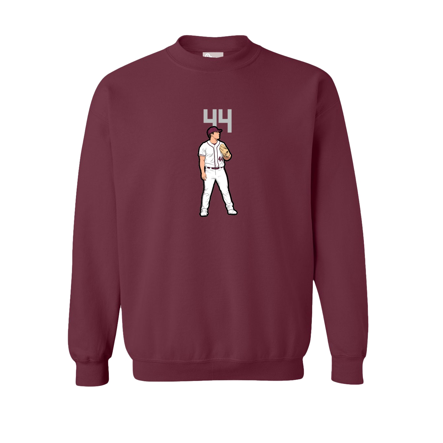 Fleece Crew — Number Top in Maroon