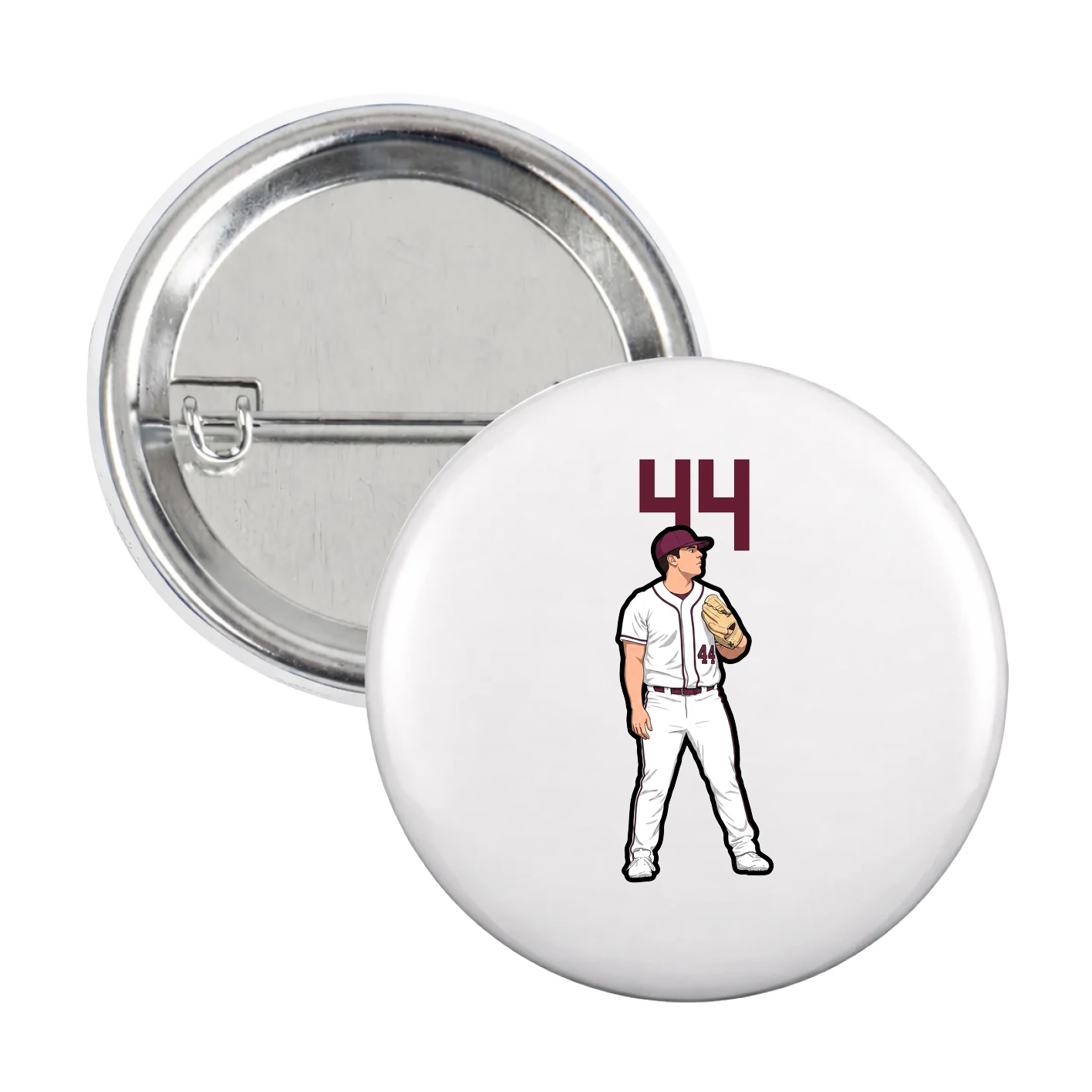 Game Day Button — Number Top in White