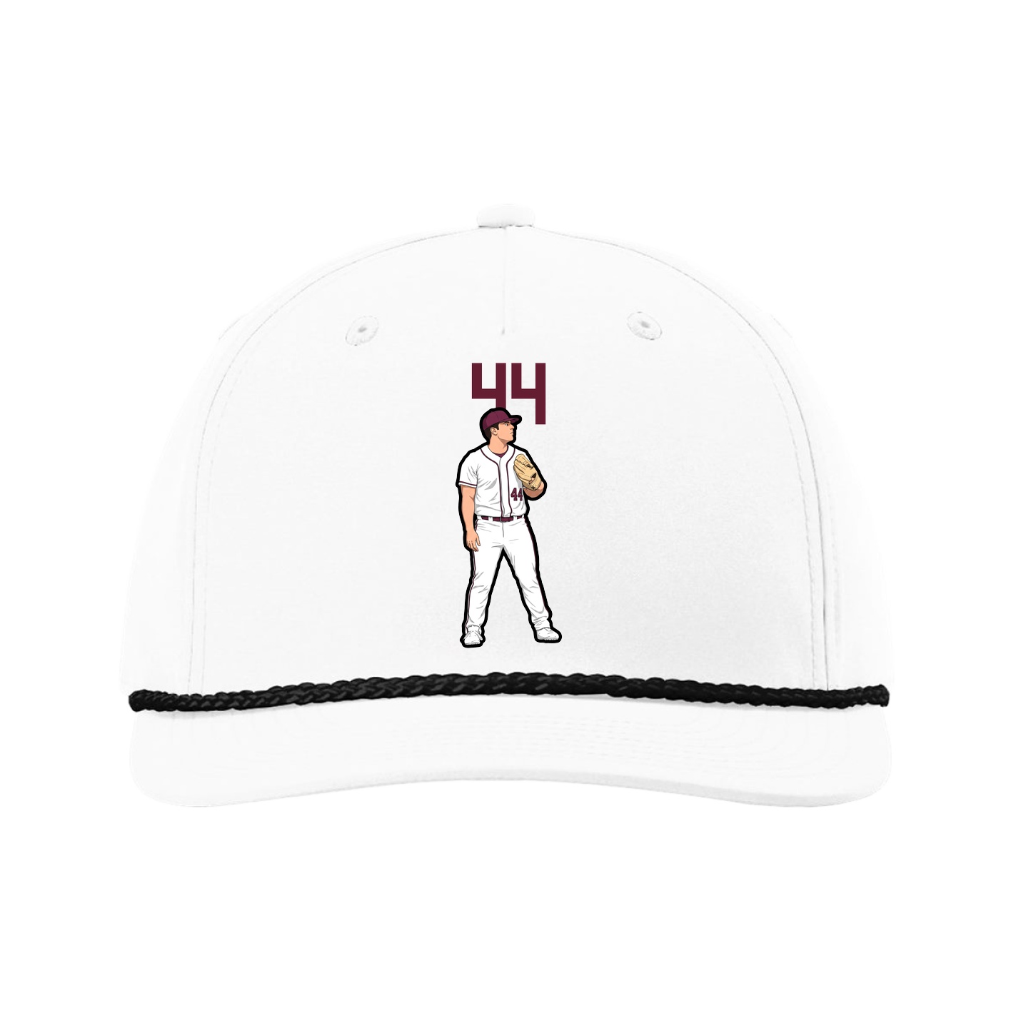 Five-Panel Classic Rope Cap — Number Top in White