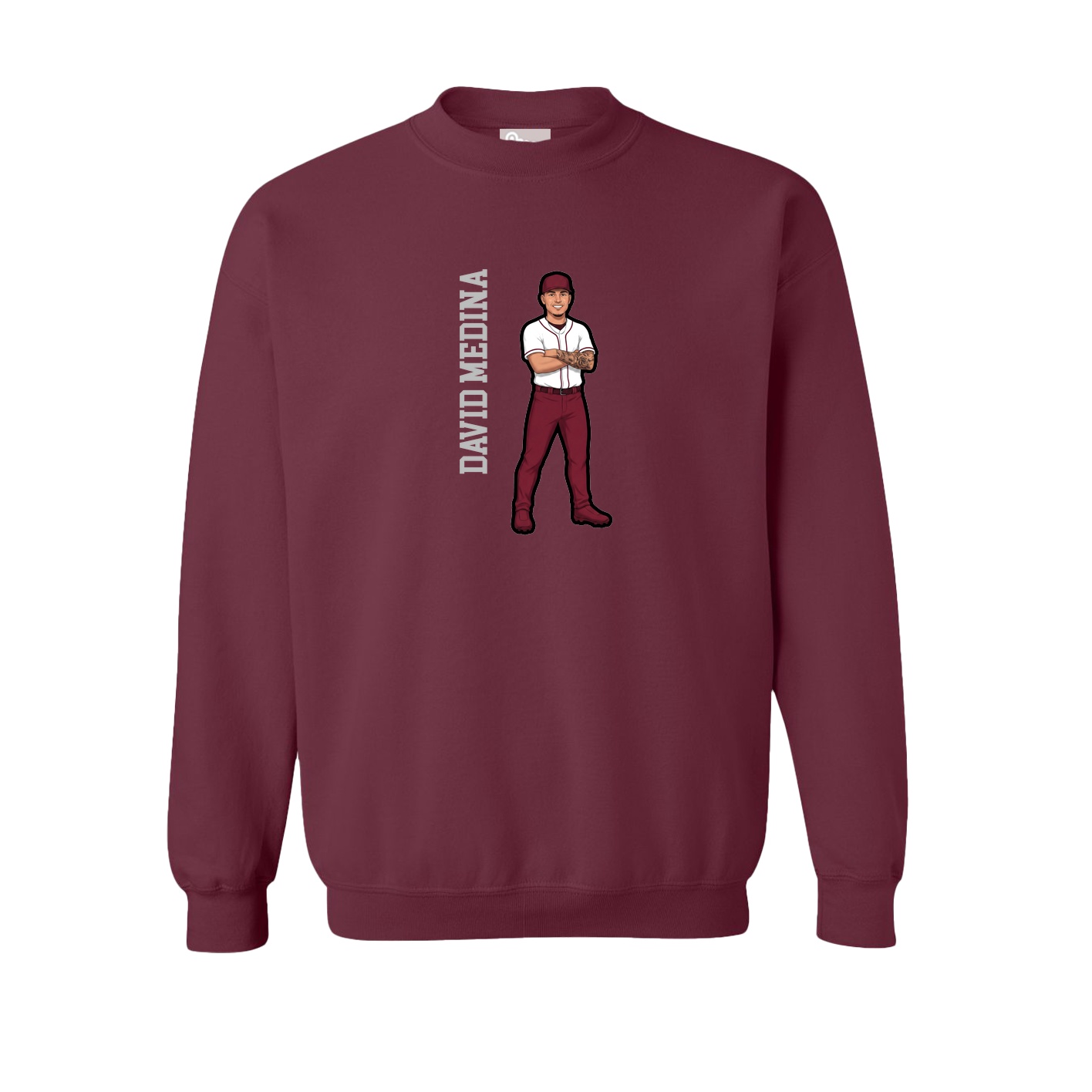 Fleece Crew — Name Vertical in Maroon