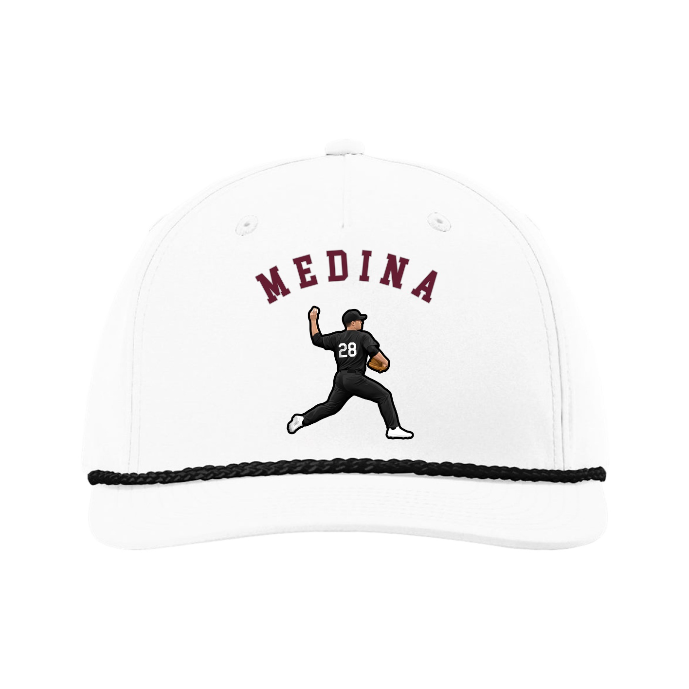 Five-Panel Classic Rope Cap — Shirsey Arch in White