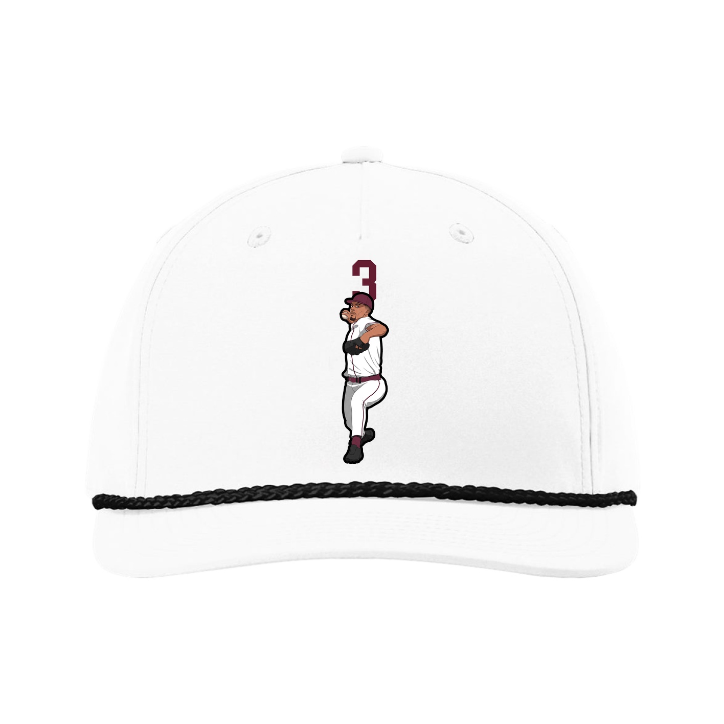Five-Panel Classic Rope Cap — Number Top in White