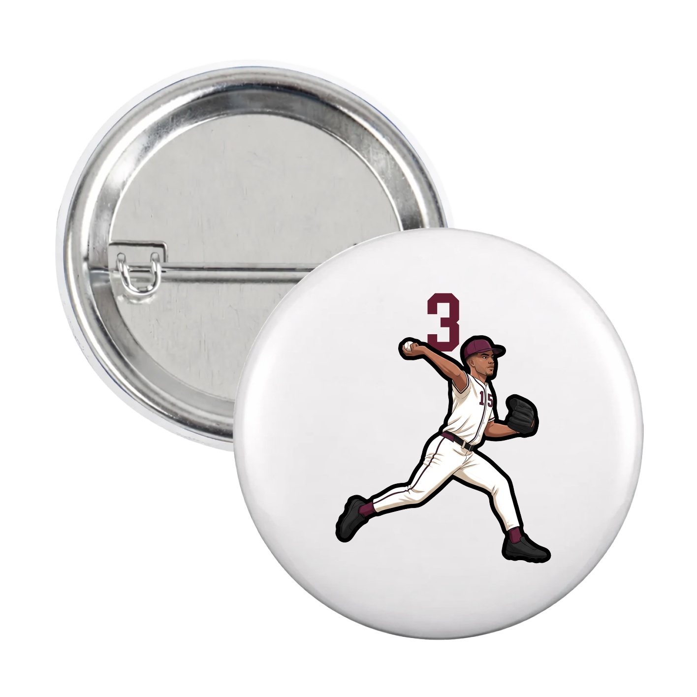 Game Day Button — Number Top in White