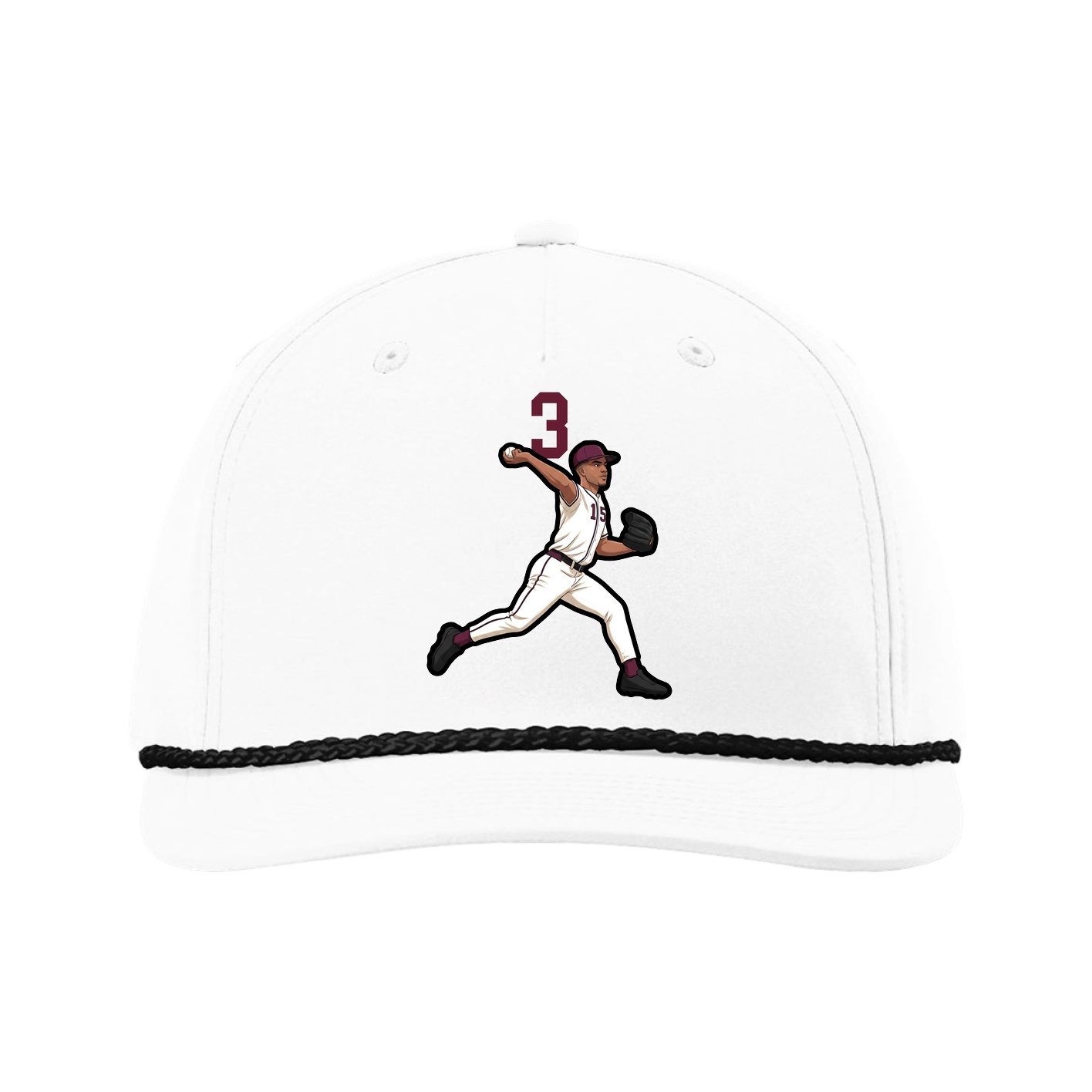 Five-Panel Classic Rope Cap — Number Top in White