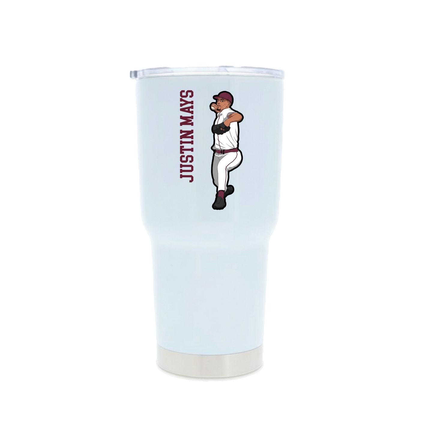 30oz Stainless Steel Tumbler — Name Vertical in White