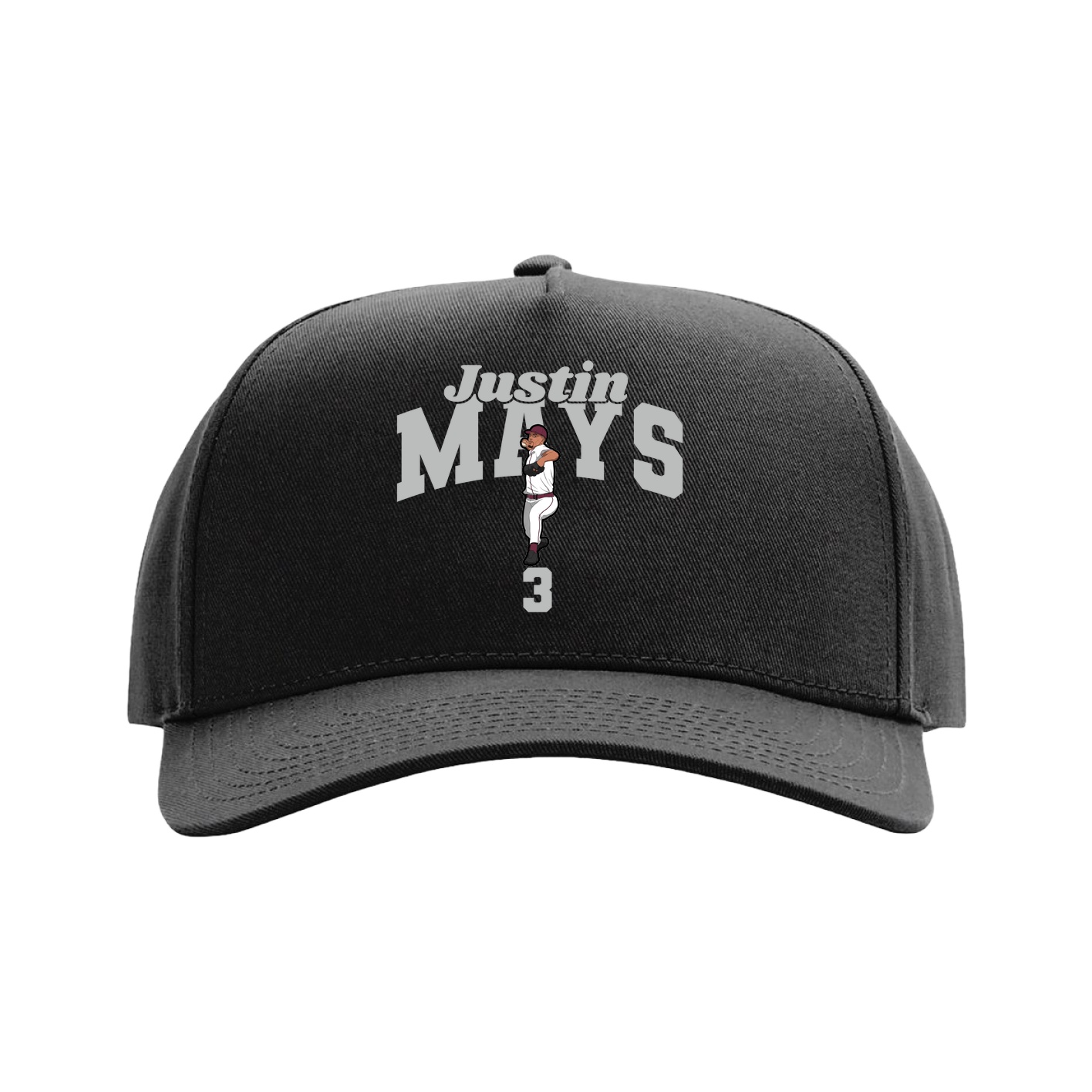 Full Fabric Five-Panel Champ Cap — Signature Arch in Black