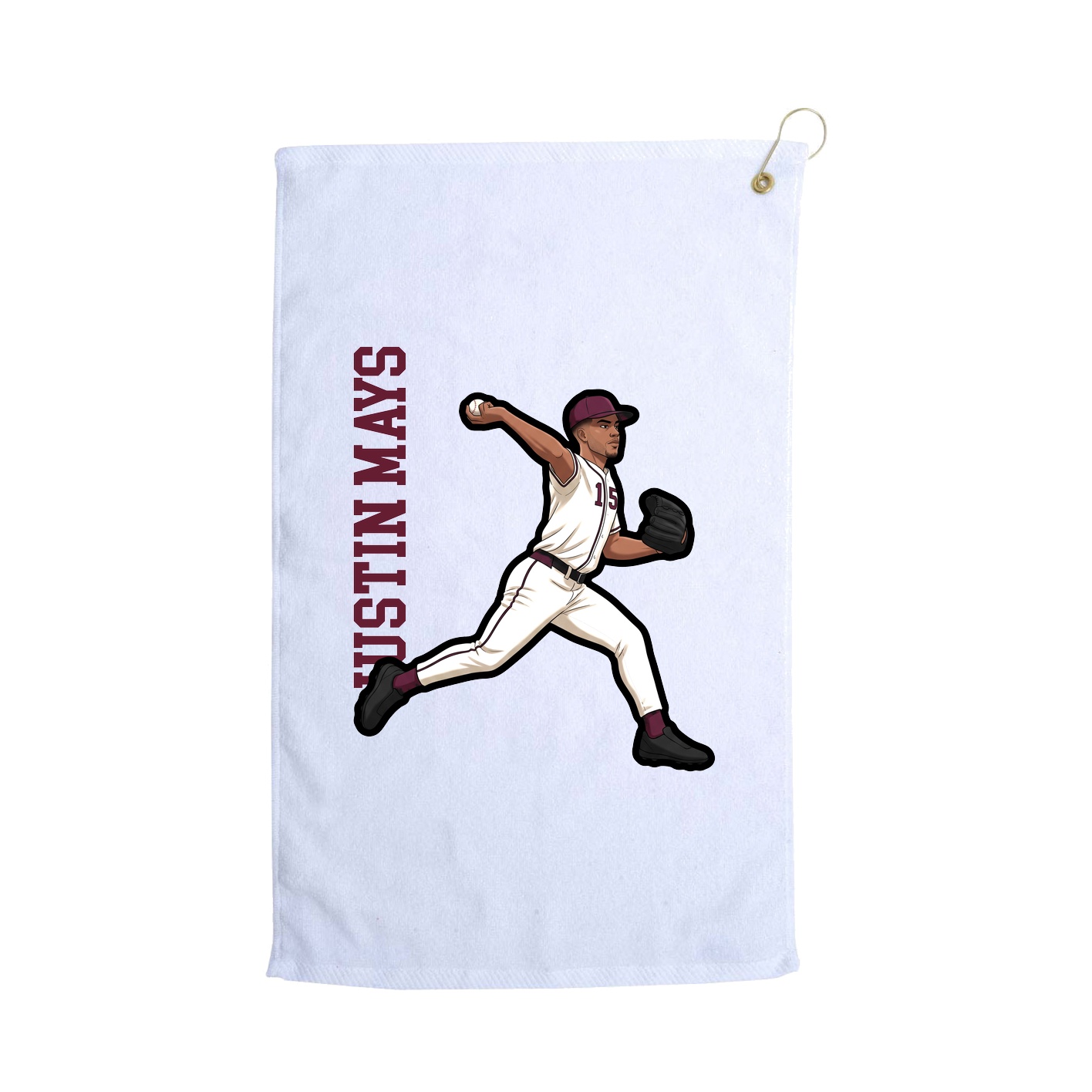 Golf Towel — Name Vertical in White