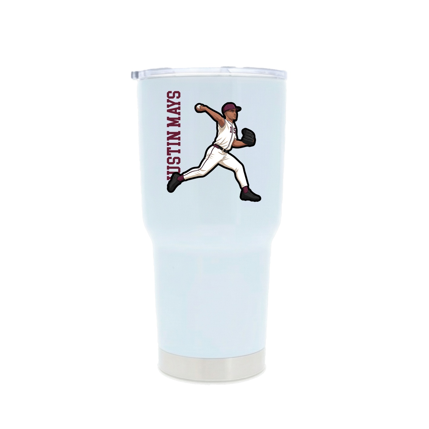 30oz Stainless Steel Tumbler — Name Vertical in White