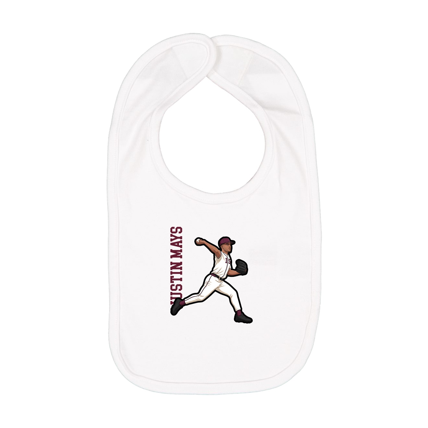 Infant Bib — Name Vertical in White