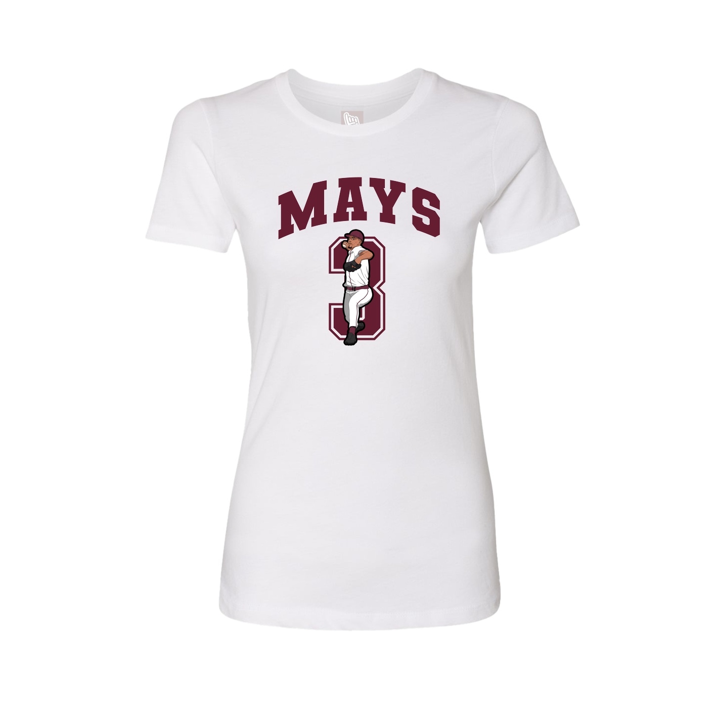 Fitted Women's Tee — Number in White