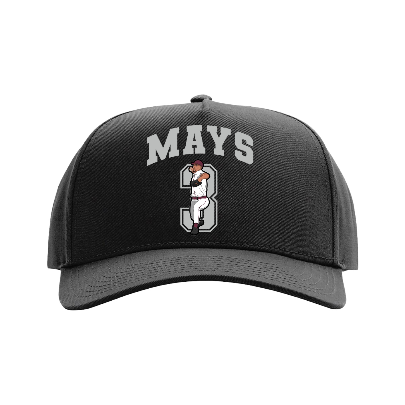Full Fabric Five-Panel Champ Cap — Number in Black