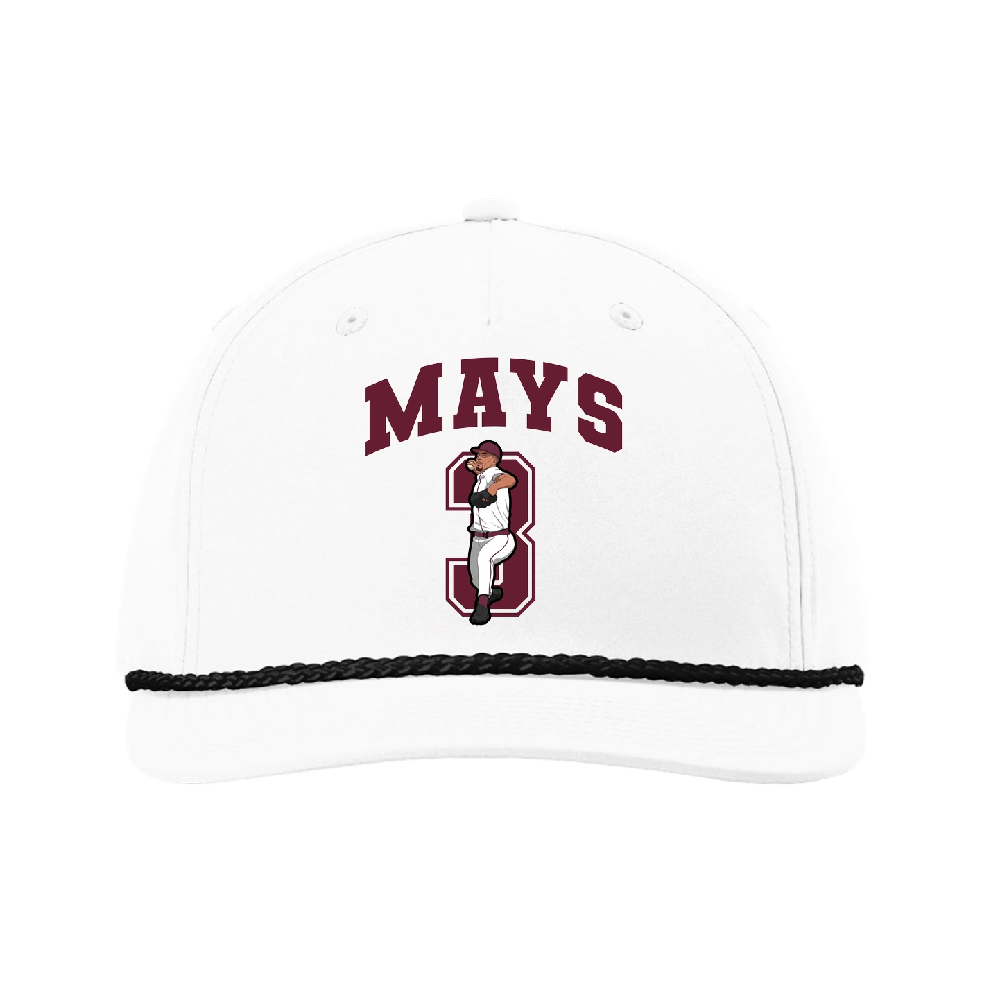 Five-Panel Classic Rope Cap — Number in White