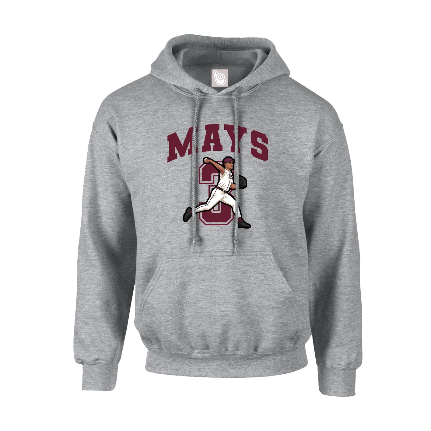 Youth Hoodie — Number in Grey