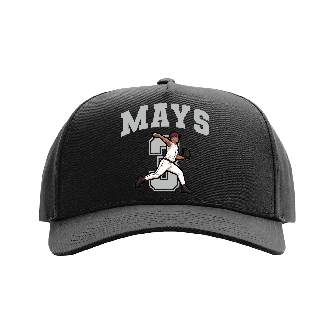 Full Fabric Five-Panel Champ Cap — Number in Black