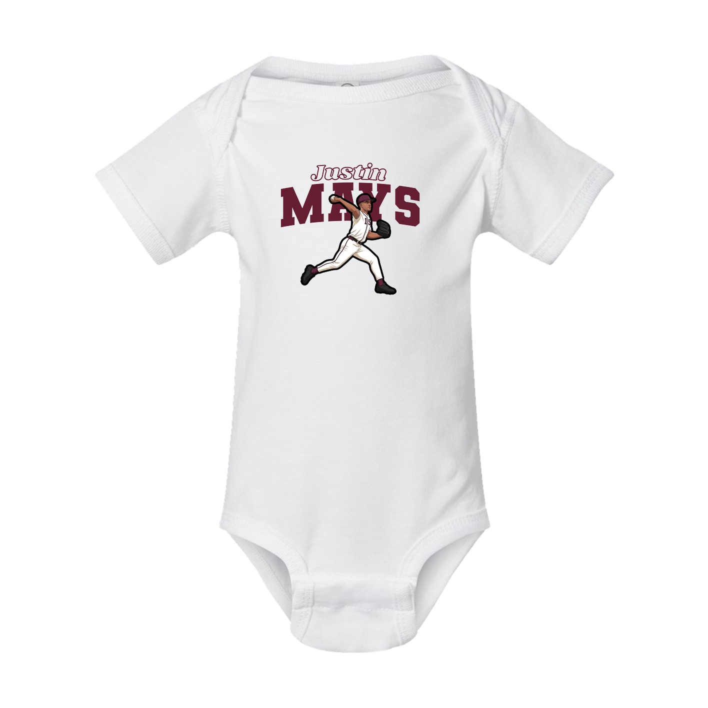 Baby Onesie — Name Arch in White