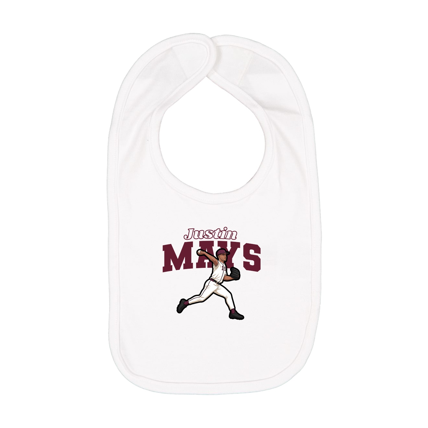 Infant Bib — Name Arch in White