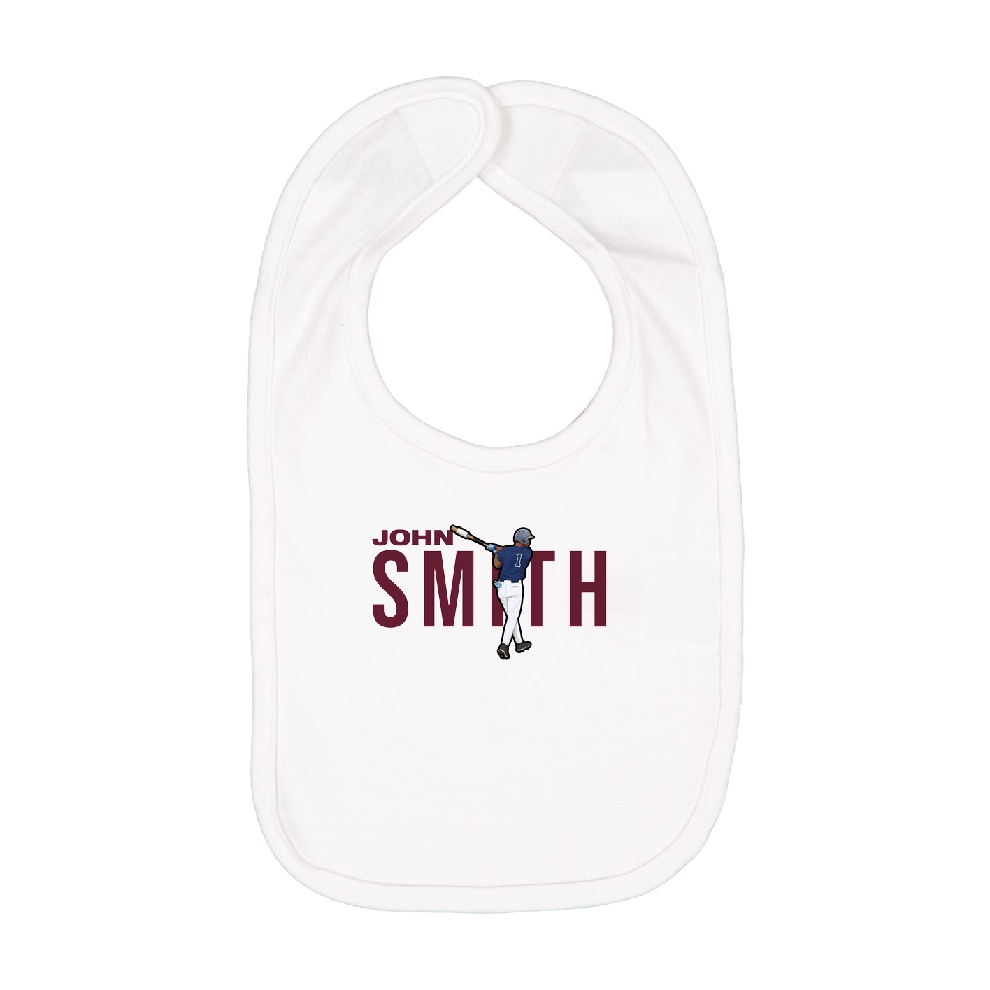 Infant Bib — Player Name in White