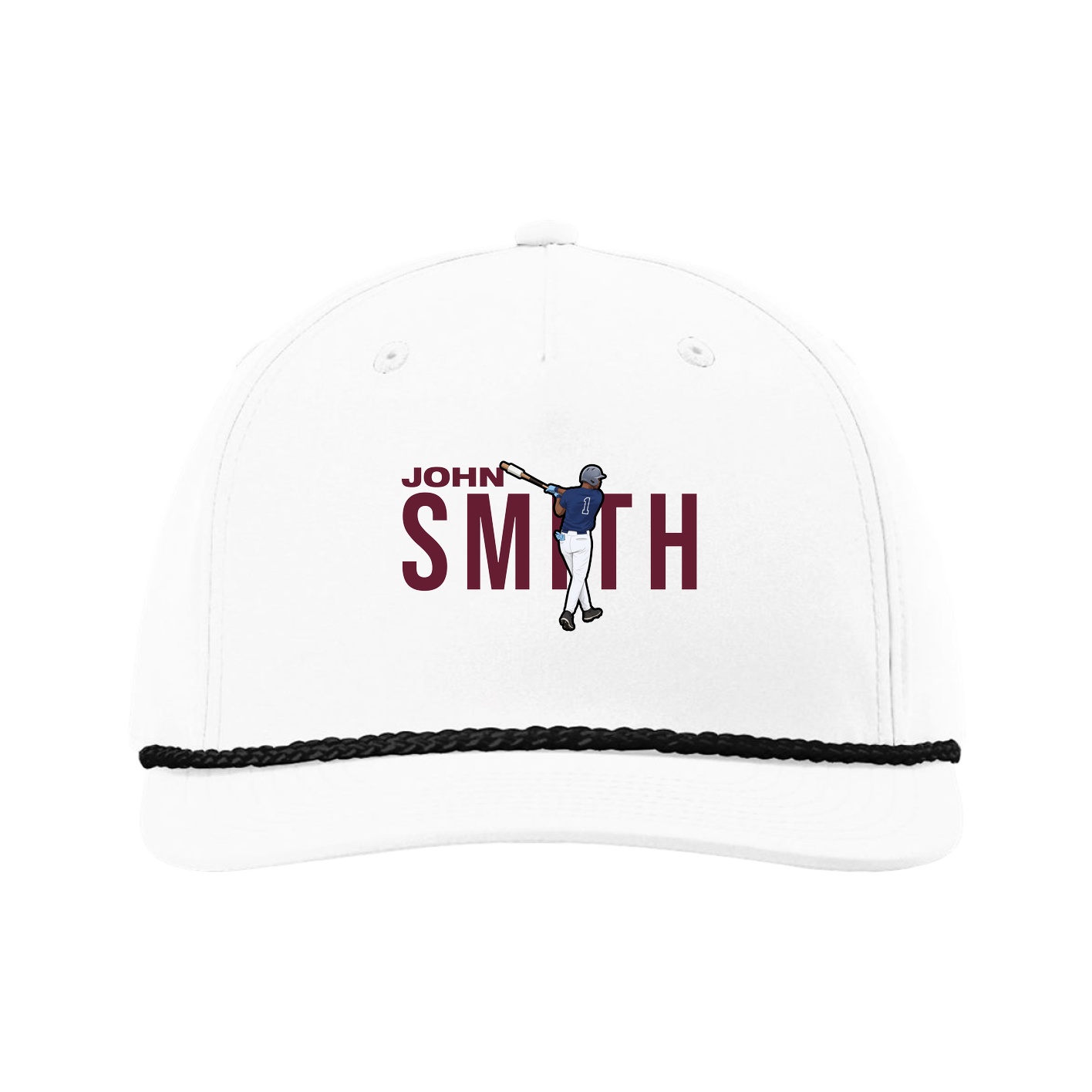 Five-Panel Classic Rope Cap — Player Name in White